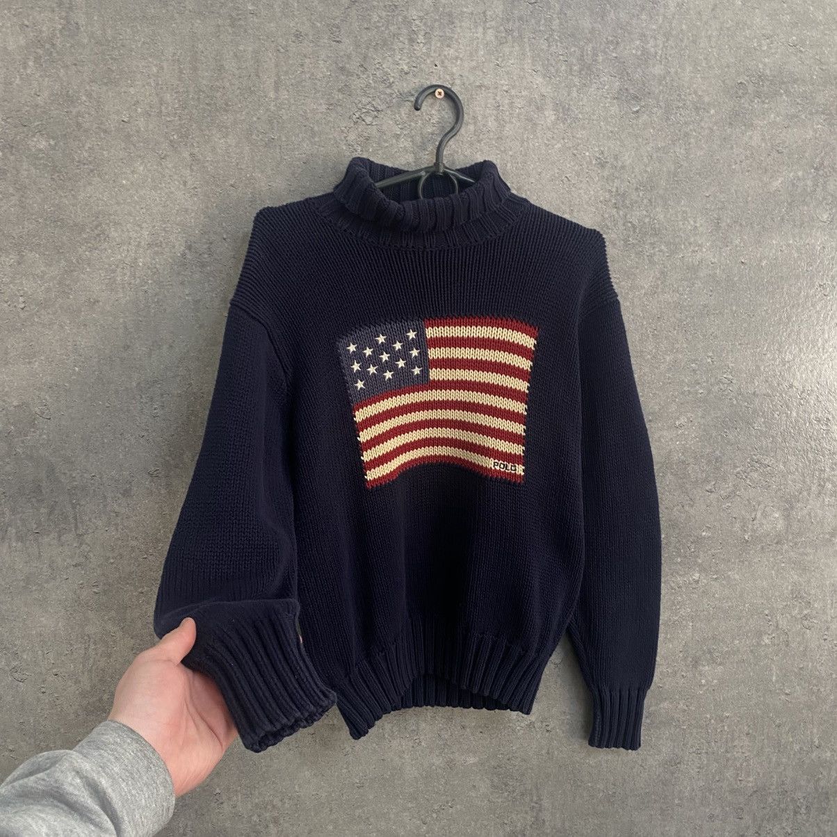 Polo Ralph Lauren Vintage Polo Ralph Lauren Turtleneck USA Flag Sweater Knited Size US S / EU 44-46 / 1 - 2 Thumbnail