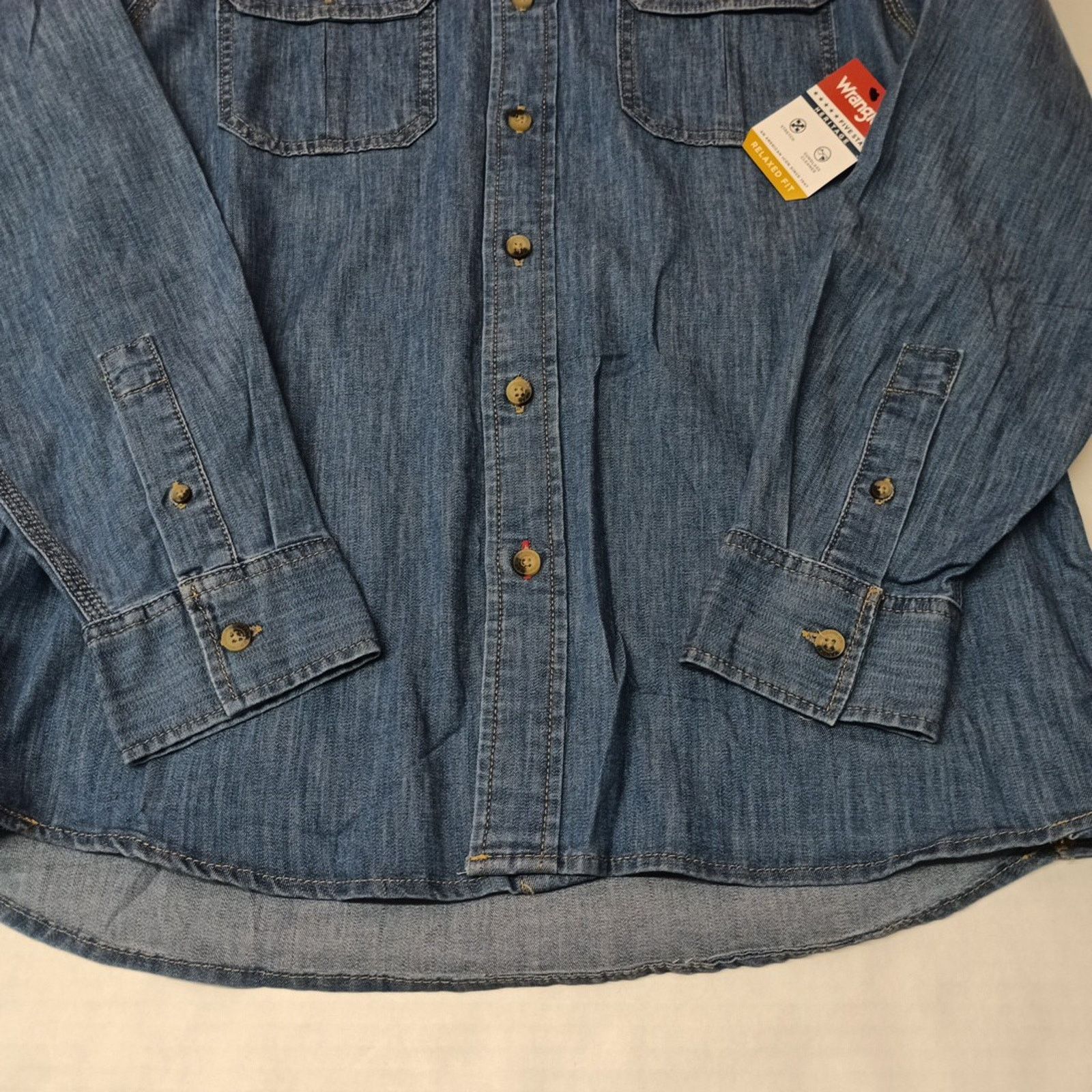 Wrangler Wrangler Big Men's Relaxed Fit Woven Shirt Size M Blue Size US M / EU 48-50 / 2 - 2 Thumbnail