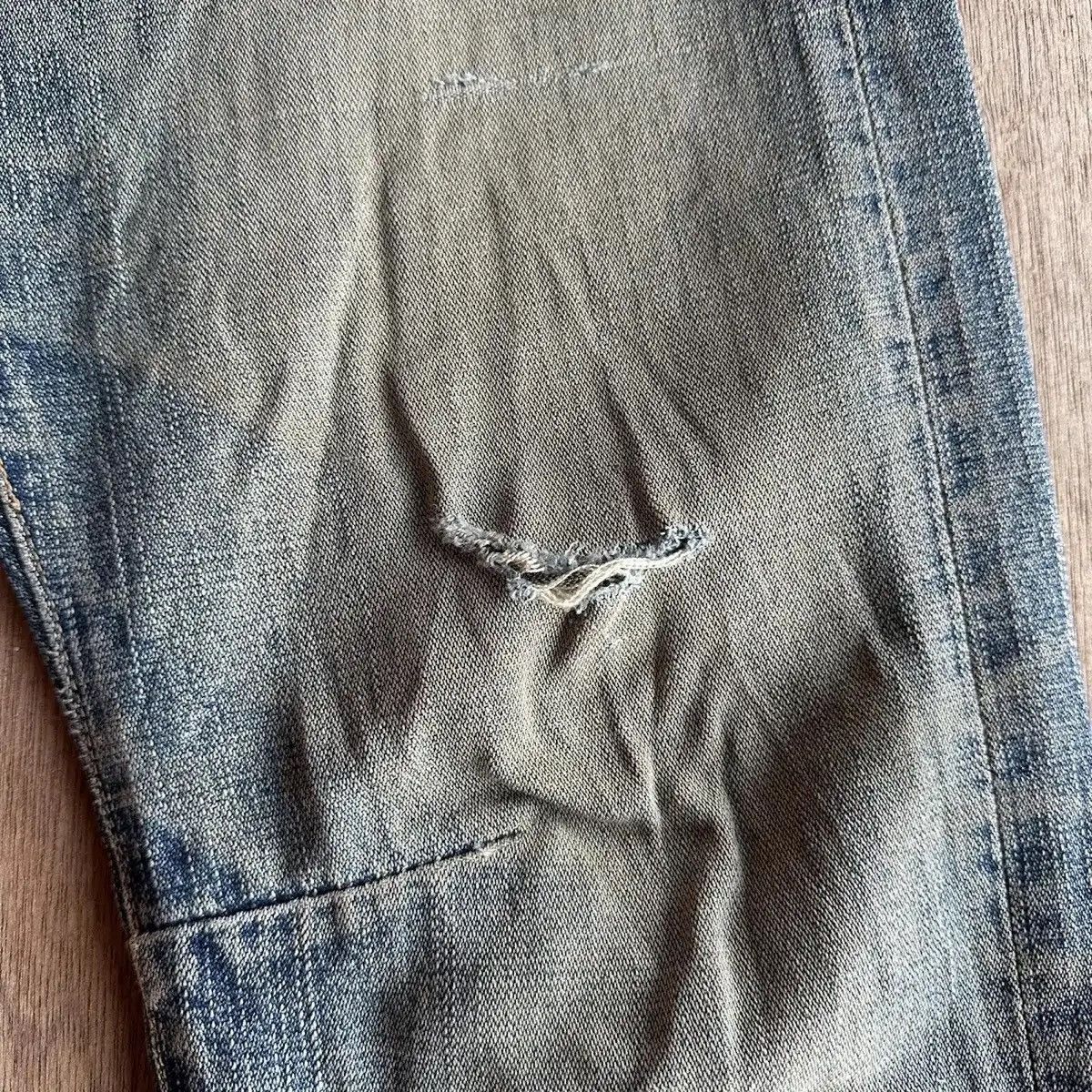 Self Edge RARE💥REDLINE JAPANESE VTG JEAN RIPPED MUDWASH DENIM PANTS Size US 31 - 10 Thumbnail