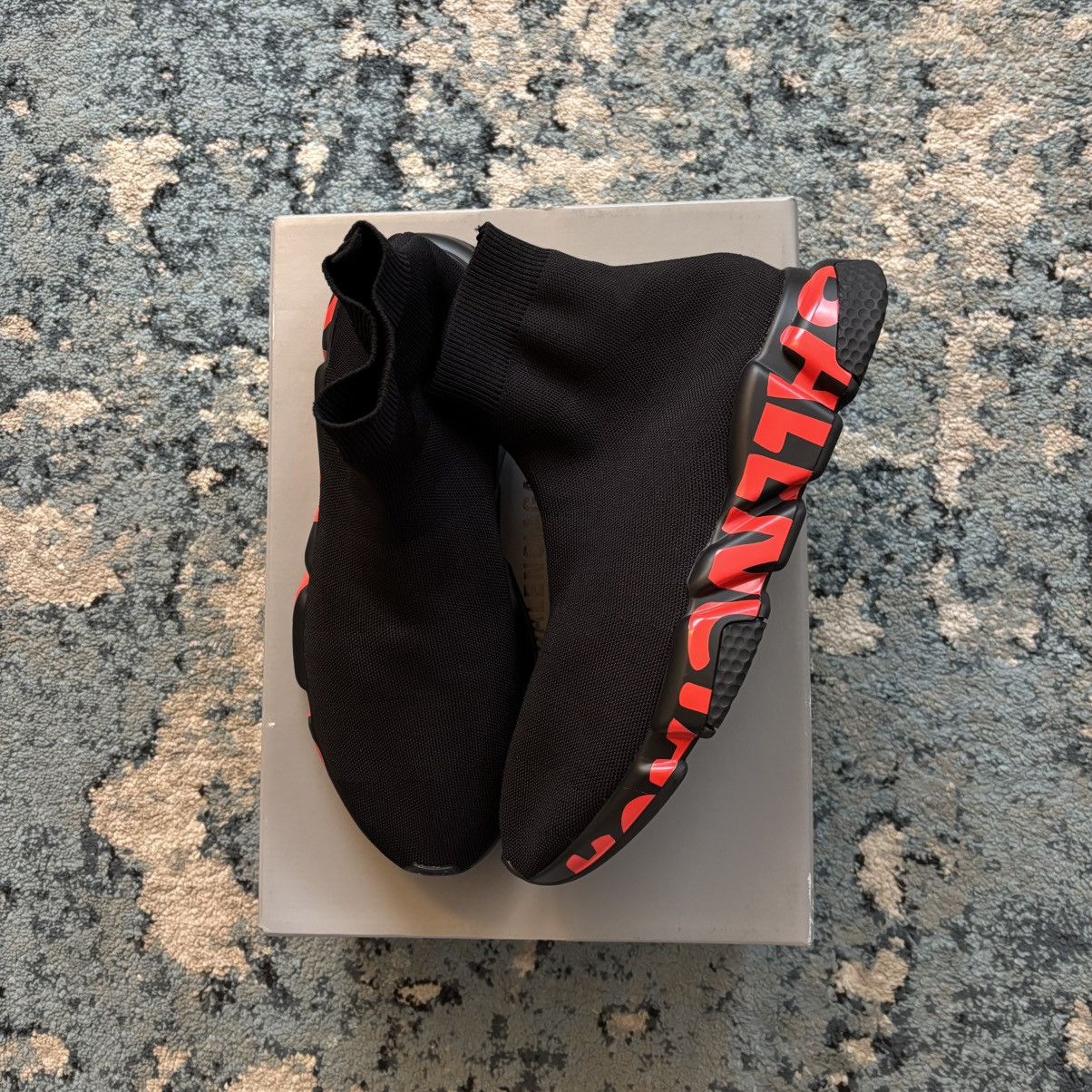Balenciaga Balenciaga Speed 2.0 Graffiti Black Red Size 11 Worn Lightly Size US 11 / EU 44 - 1 Thumbnail