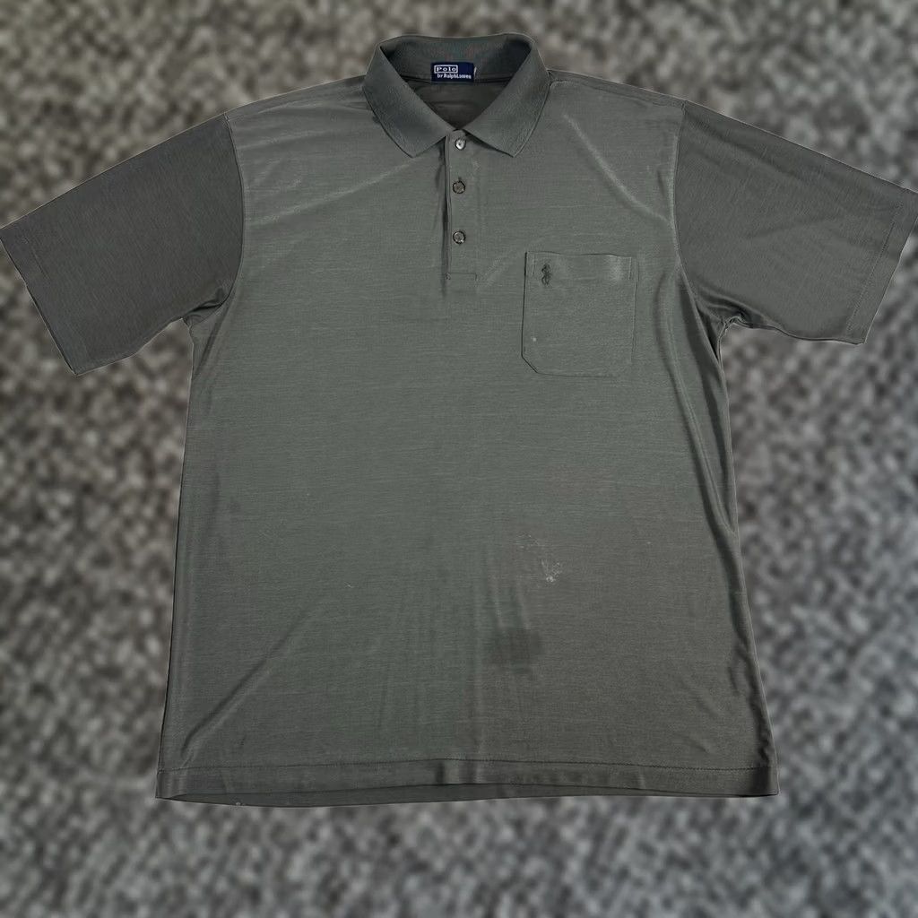 Polo Ralph Lauren VINTAGE Polo Ralph Lauren Polo Shirt Mens XL Gray 100% Silk Short Sleeve Size US XL / EU 56 / 4 - 1 Thumbnail