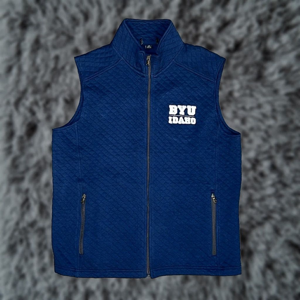 Vintage VINTAGE BYU Idaho Vantage Quilted Vest Men Medium Blue NWOT Cotton Blend Vest Size US M / EU 48-50 / 2 - 1 Thumbnail