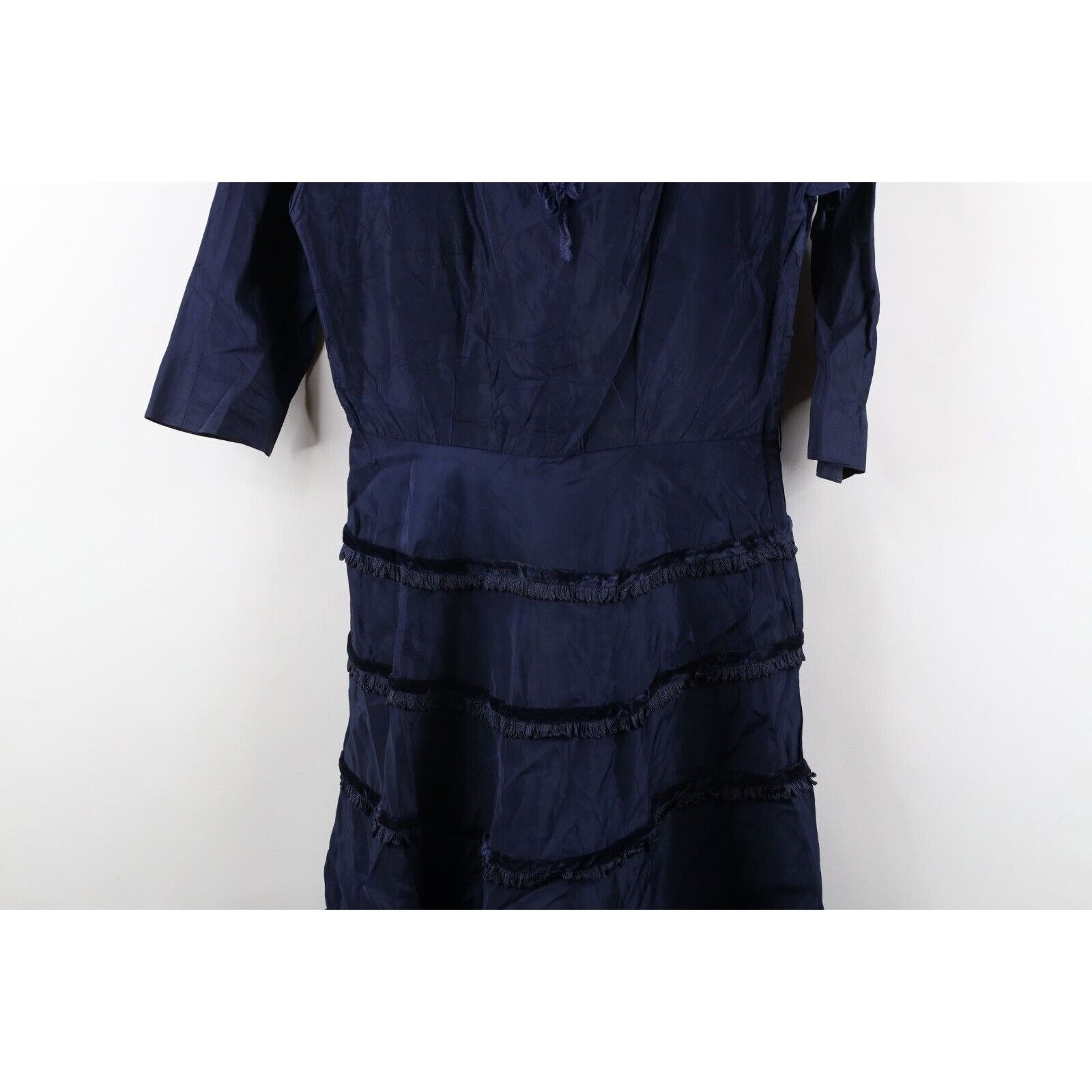 Vintage Vintage 50s 60s Rockabilly Distressed Velvet Fringed Dress Size M / US 6-8 / IT 42-44 - 3 Thumbnail