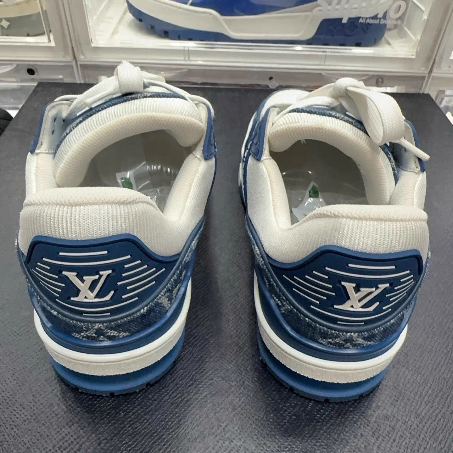 Louis Vuitton LV Louis Vuitton Trainer Blue White Denim Sneakers Size US 7.5 / IT 37.5 - 3 Thumbnail