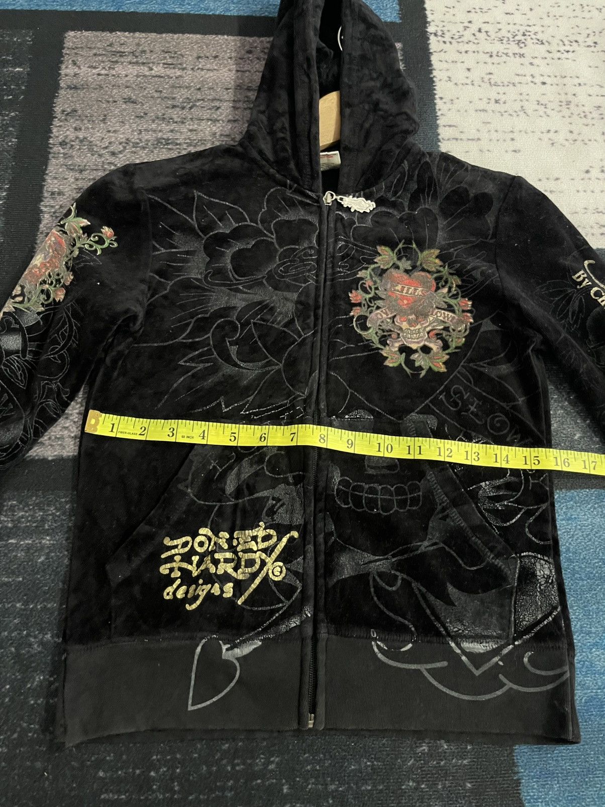 Ed Hardy Ed Hardy by Christian Audigier Velvet Hoodie Size M / US 6-8 / IT 42-44 - 16 Thumbnail