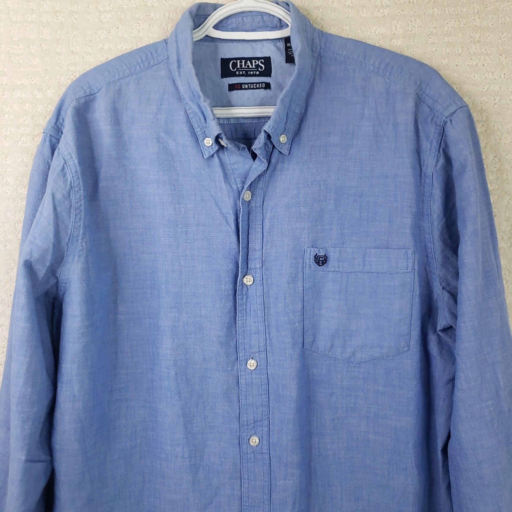 Chaps CHAPS Button-Down Shirt XL Blue Easy Care Long Sleeve Shirt with Pockets Size US XL / EU 56 / 4 - 2 Thumbnail