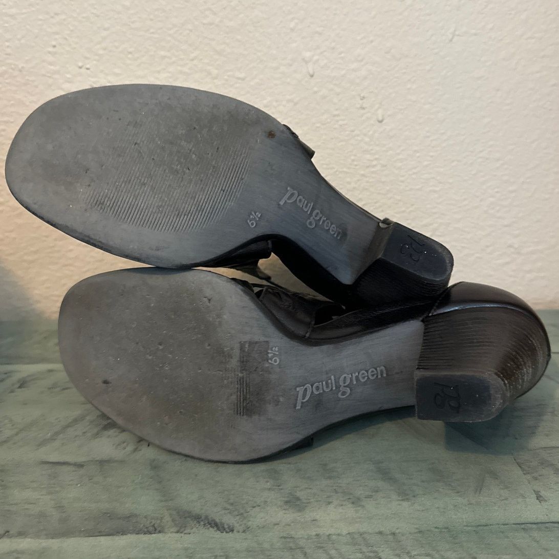Other Paul Green Sz 9 Christy Black Leather 3 1/2" Gladiator Heels Size US 9 / IT 39 - 5 Thumbnail