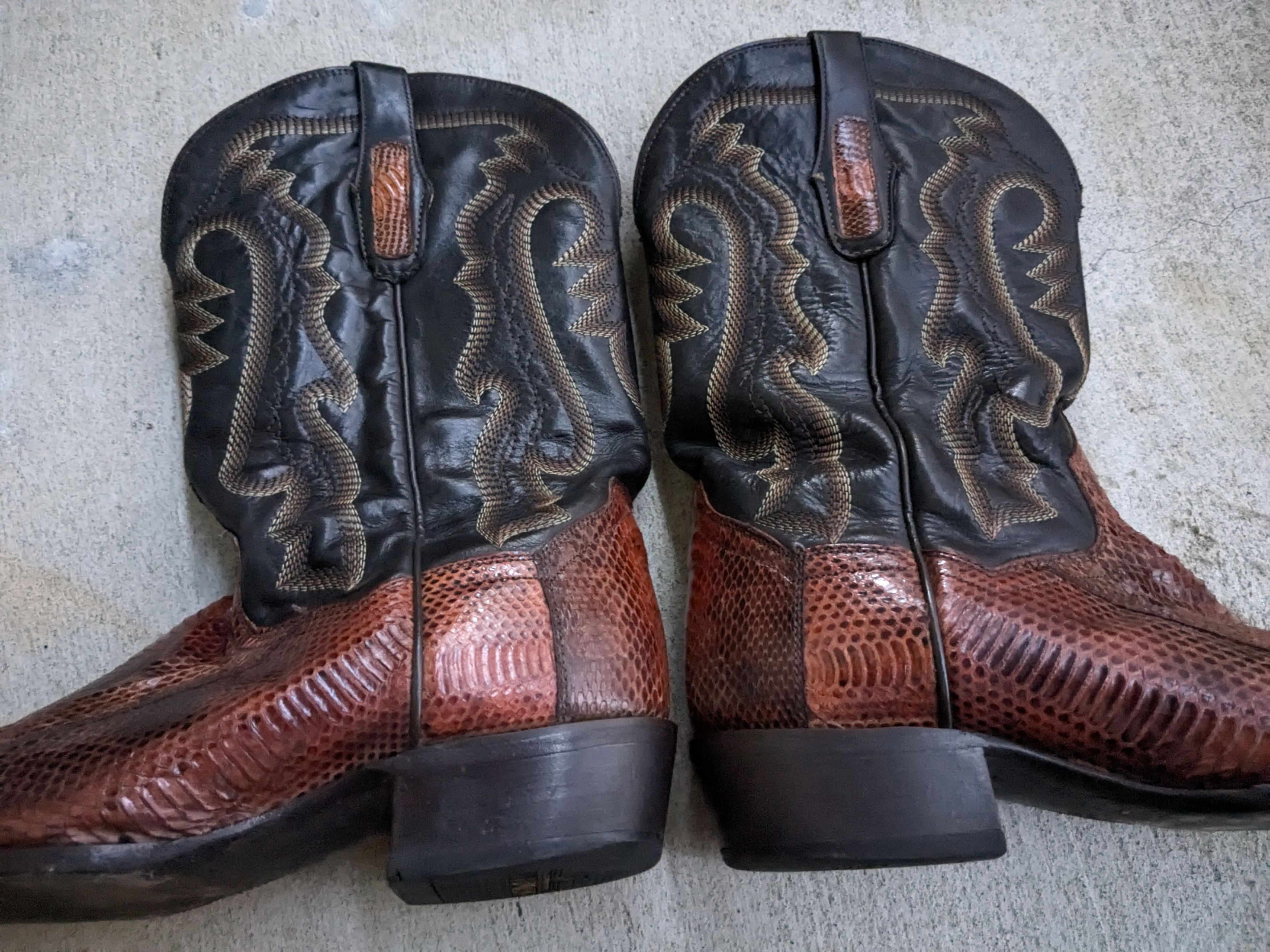 Dan Post × Vintage Dan Post Cowboy Boots Brown 10 EW Wide Snake Leather Size US 10 / EU 43 - 7 Thumbnail