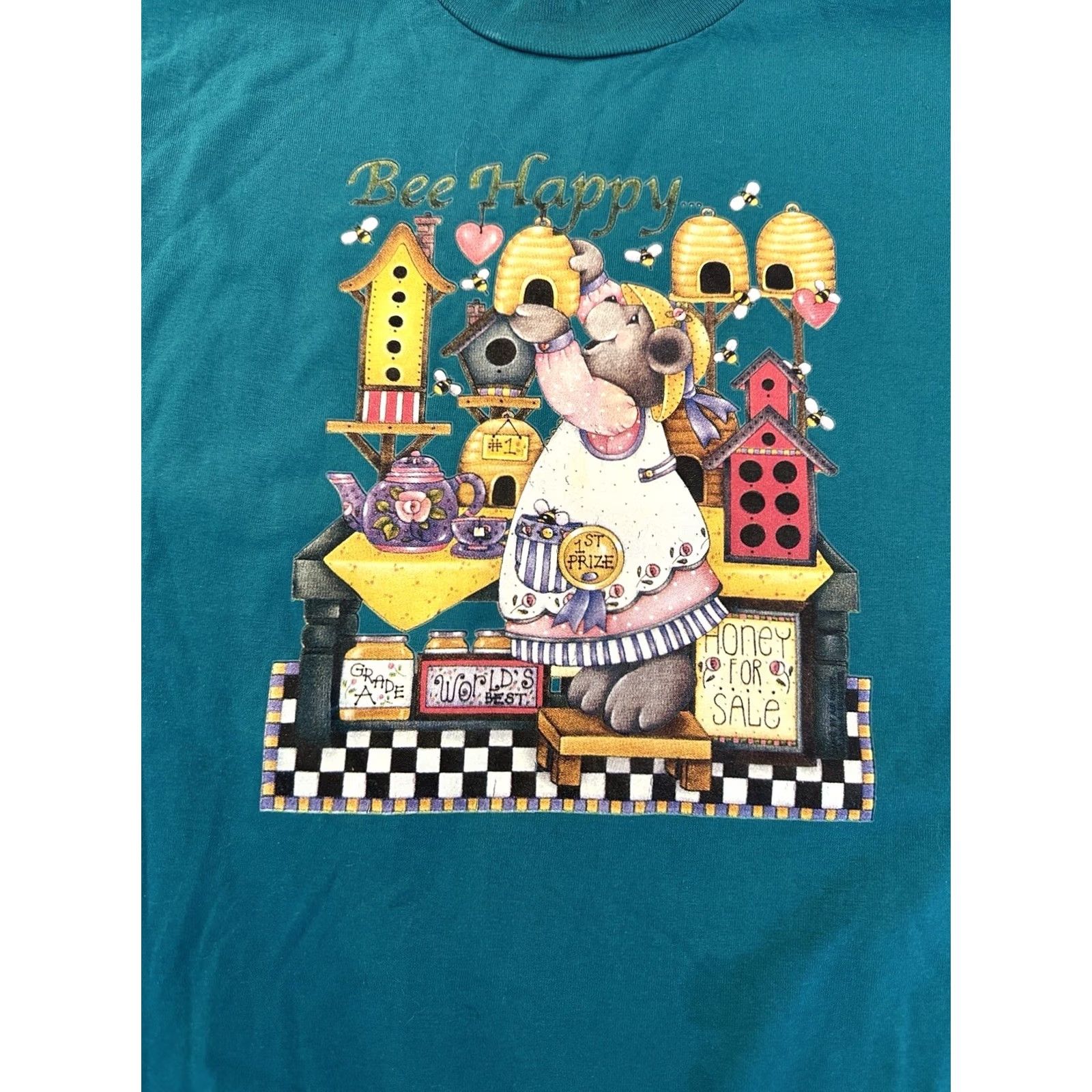 Fruit Of The Loom VINTAGE Fruit of the Loom T-Shirt XL Blue 90s Honey Bear Happy Bee Size US XL / EU 56 / 4 - 3 Thumbnail