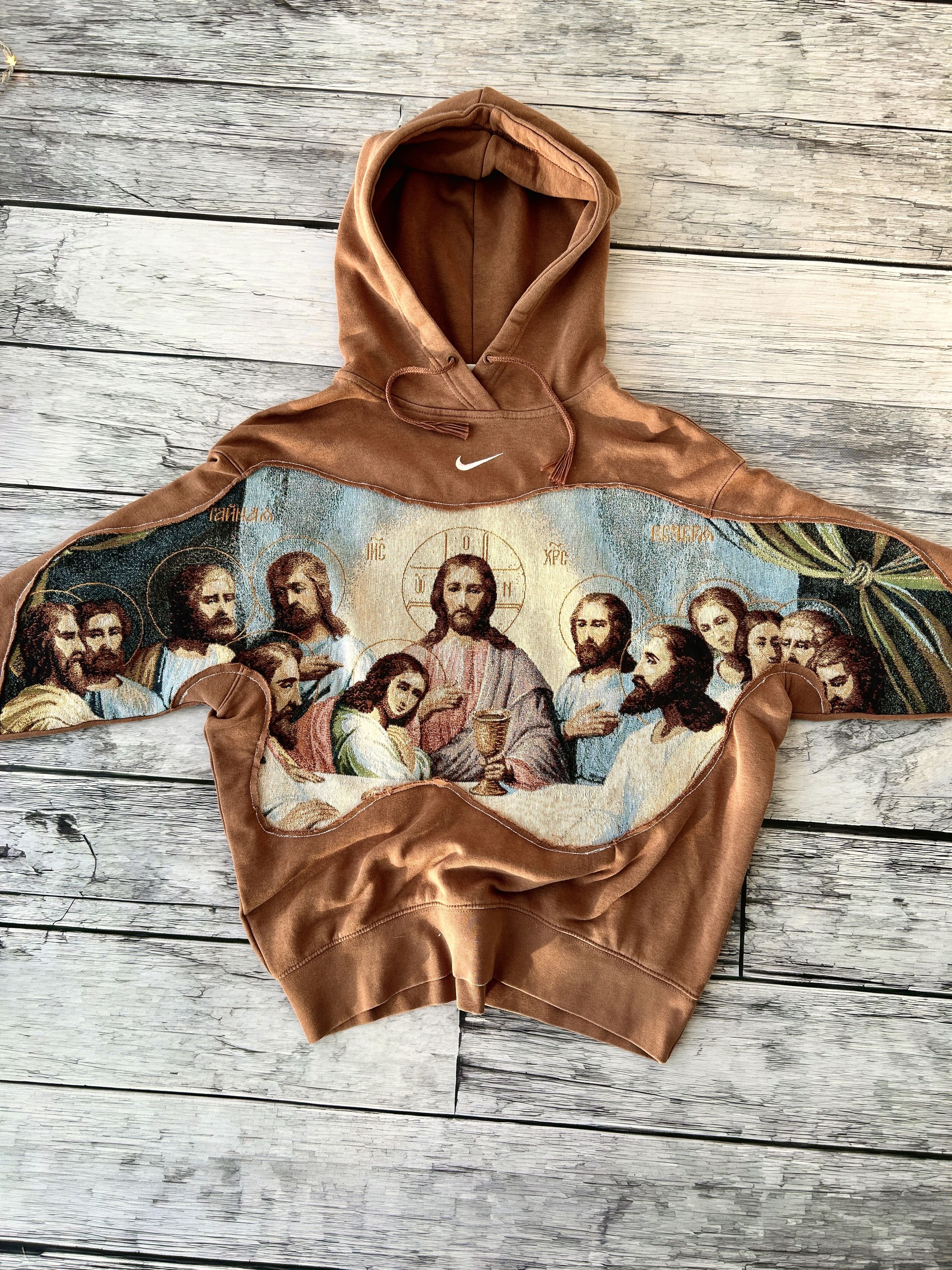 Nike Vintage Japanese Jesus Nike Big Logo Centre Hoodie 90s Size US M / EU 48-50 / 2 - 2 Thumbnail