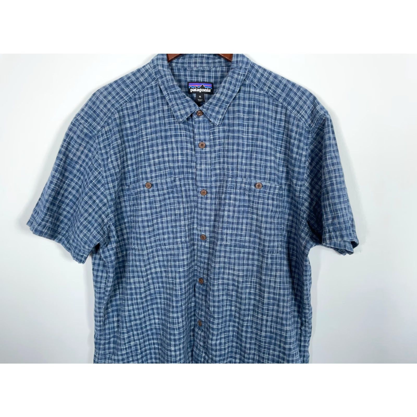 Patagonia Patagonia Back Step Shirt Adult XL Blue Check Short Sleeve Hemp Cotton 53139 Size US XL / EU 56 / 4 - 4 Thumbnail