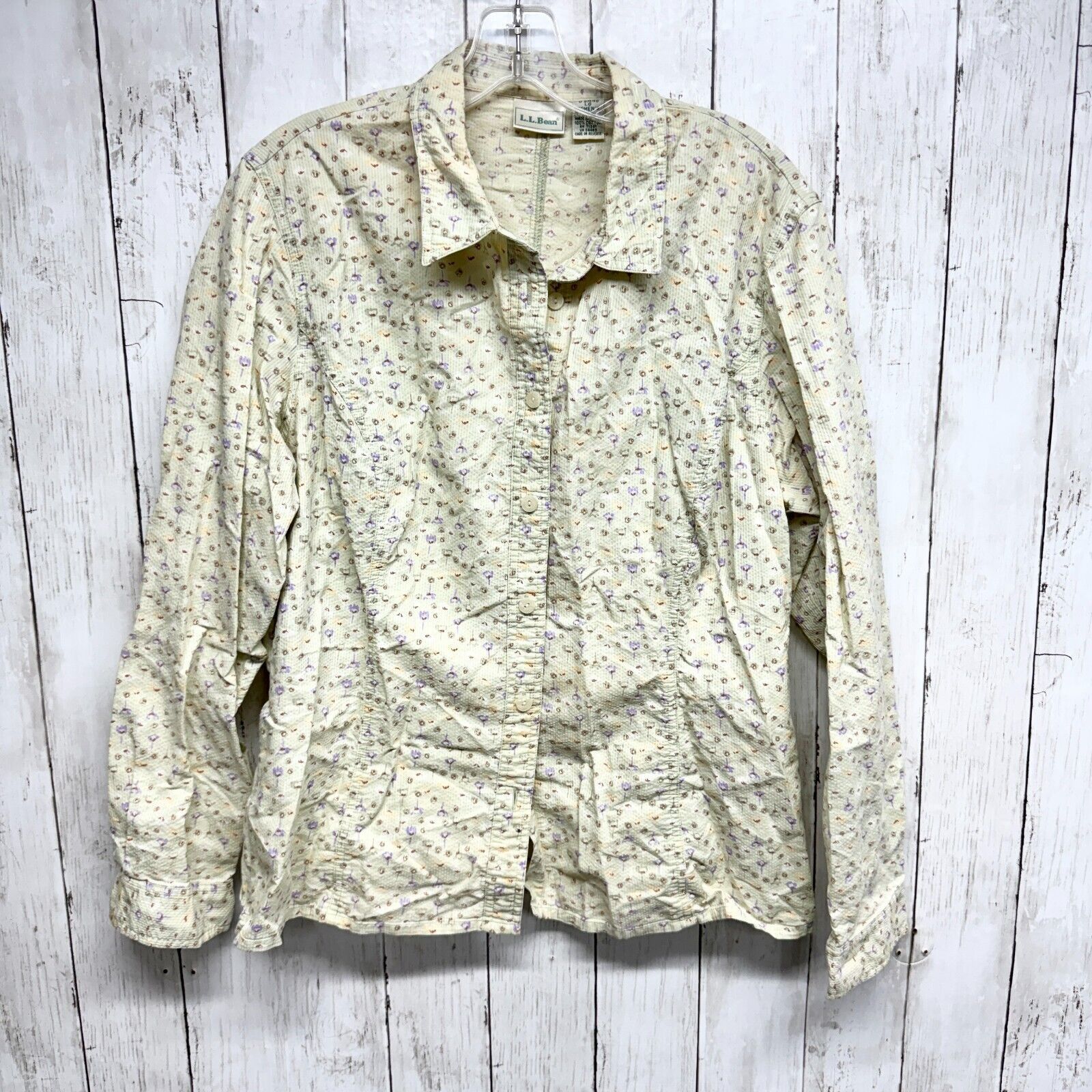 L.L. Bean VTG L.L. Bean Button Up LG Floral Long Sleeve Neutral 80's Size L / US 10 / IT 46 - 1 Thumbnail