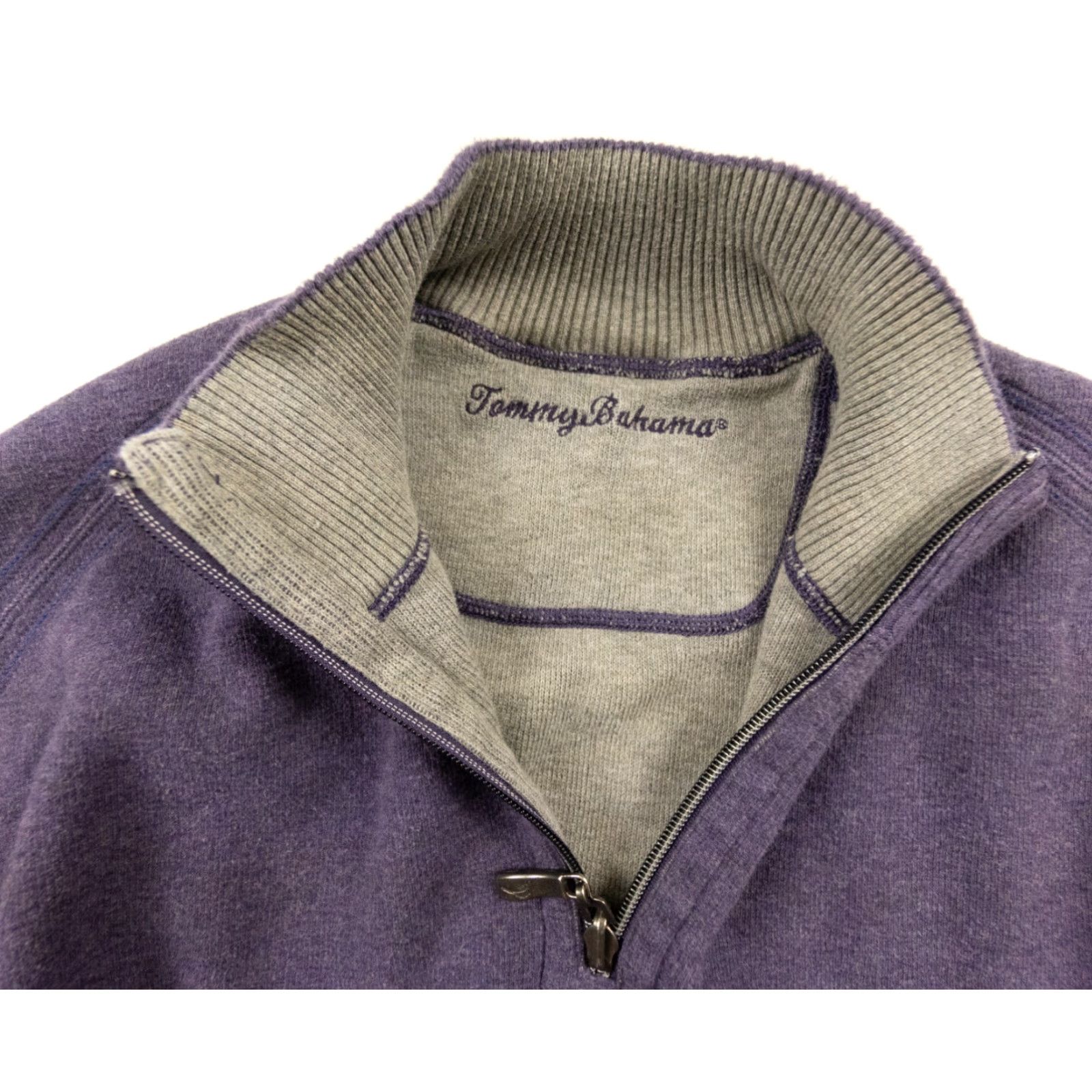 Tommy Bahama Tommy Bahama Men's Reversible 1/4 Zip Sweater Large Purple Preppy Size US L / EU 52-54 / 3 - 5 Thumbnail