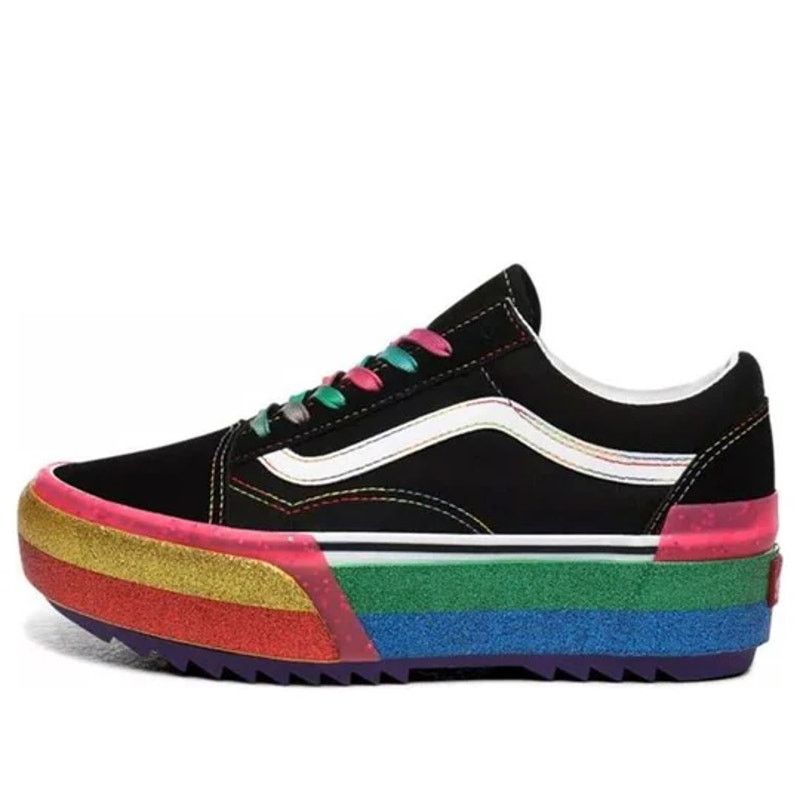 Vans Old Skool Stacked Platform Sneakers Glitter Rainbow
