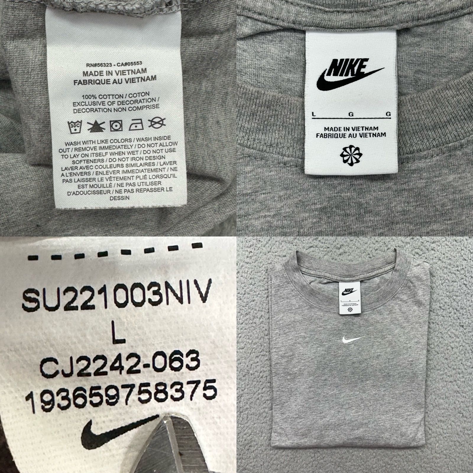 Nike CJ2242-063 Women's Size Large Grey Cotton Essential Loose Fit T-Shirt  Dress Shirt Dress Womens - stein-coach.com