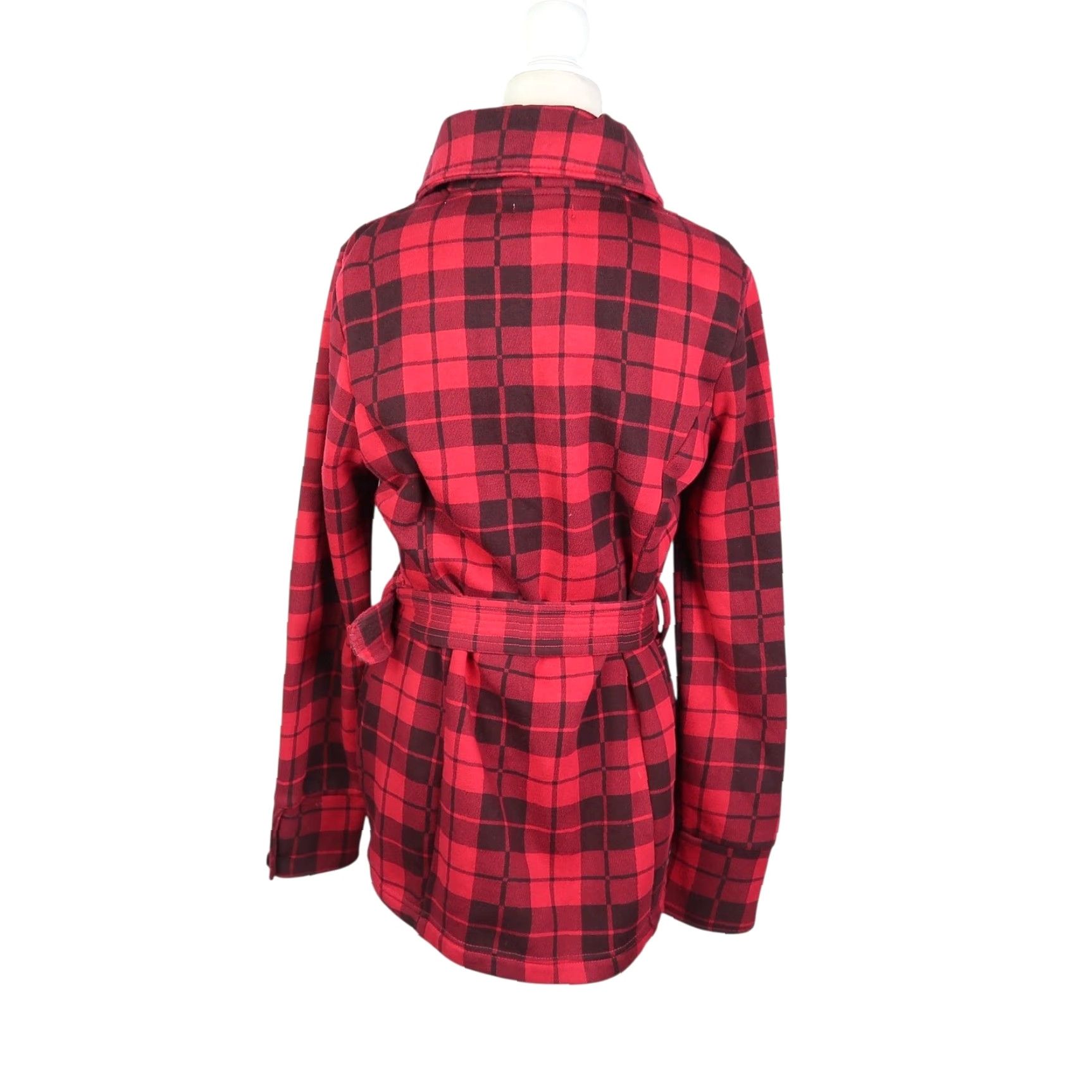 Zimmerli VINTAGE Glimmer by J.J. Basics Red and Black Plaid Double-Breasted Jacket M Ladies Casual Cotton 27" 18" Pit to Pit L Size M / US 6-8 / IT 42-44 - 4 Thumbnail