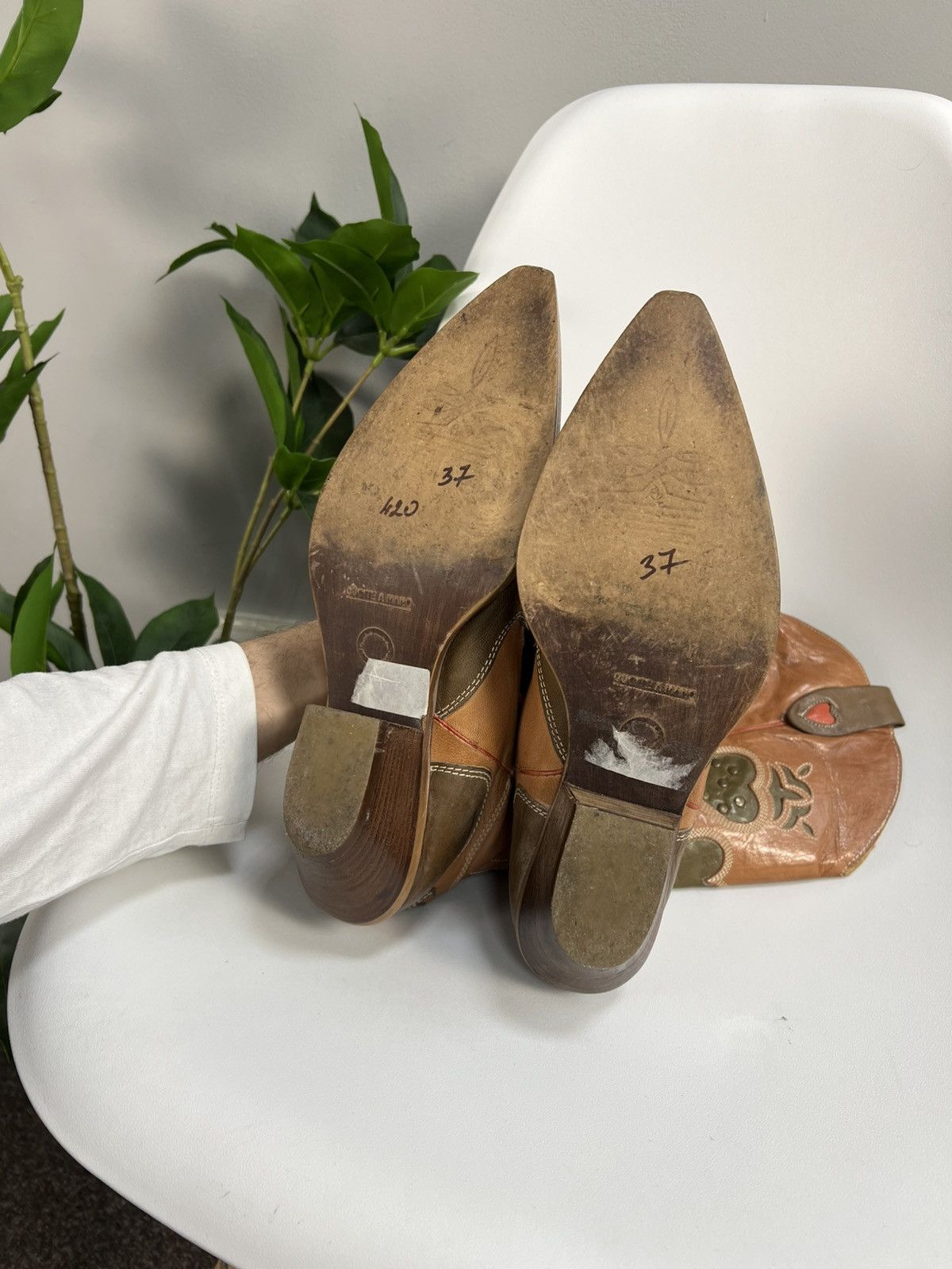 Cowboy Equipment × Leather × Vintage Vintage brown cowboy boots rare Size US 7 / IT 37 - 15 Thumbnail