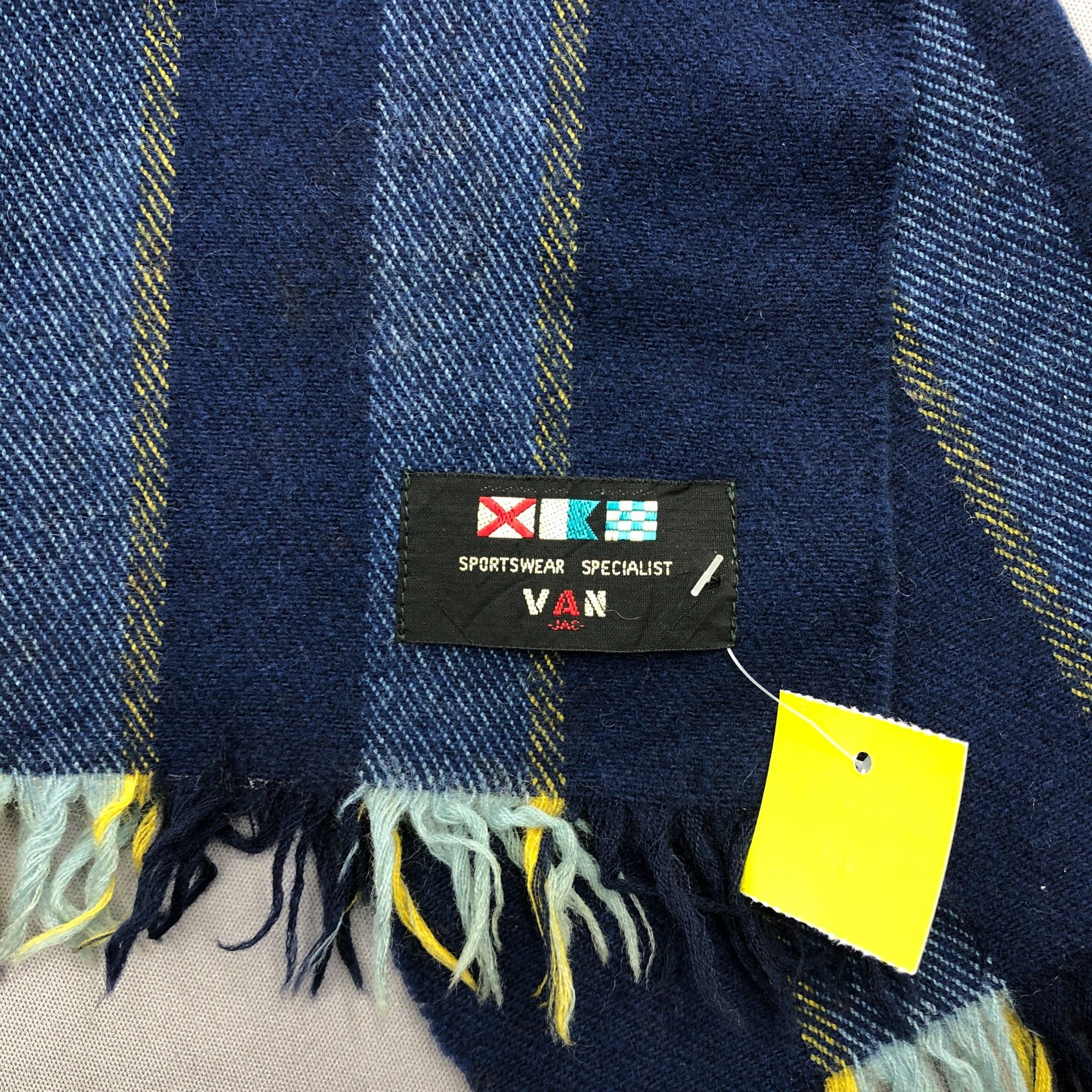 Japanese Brand Vintage 90s Van Jac Scarf Muffler Wool Fringe Winter Scarves Size ONE SIZE - 4 Thumbnail