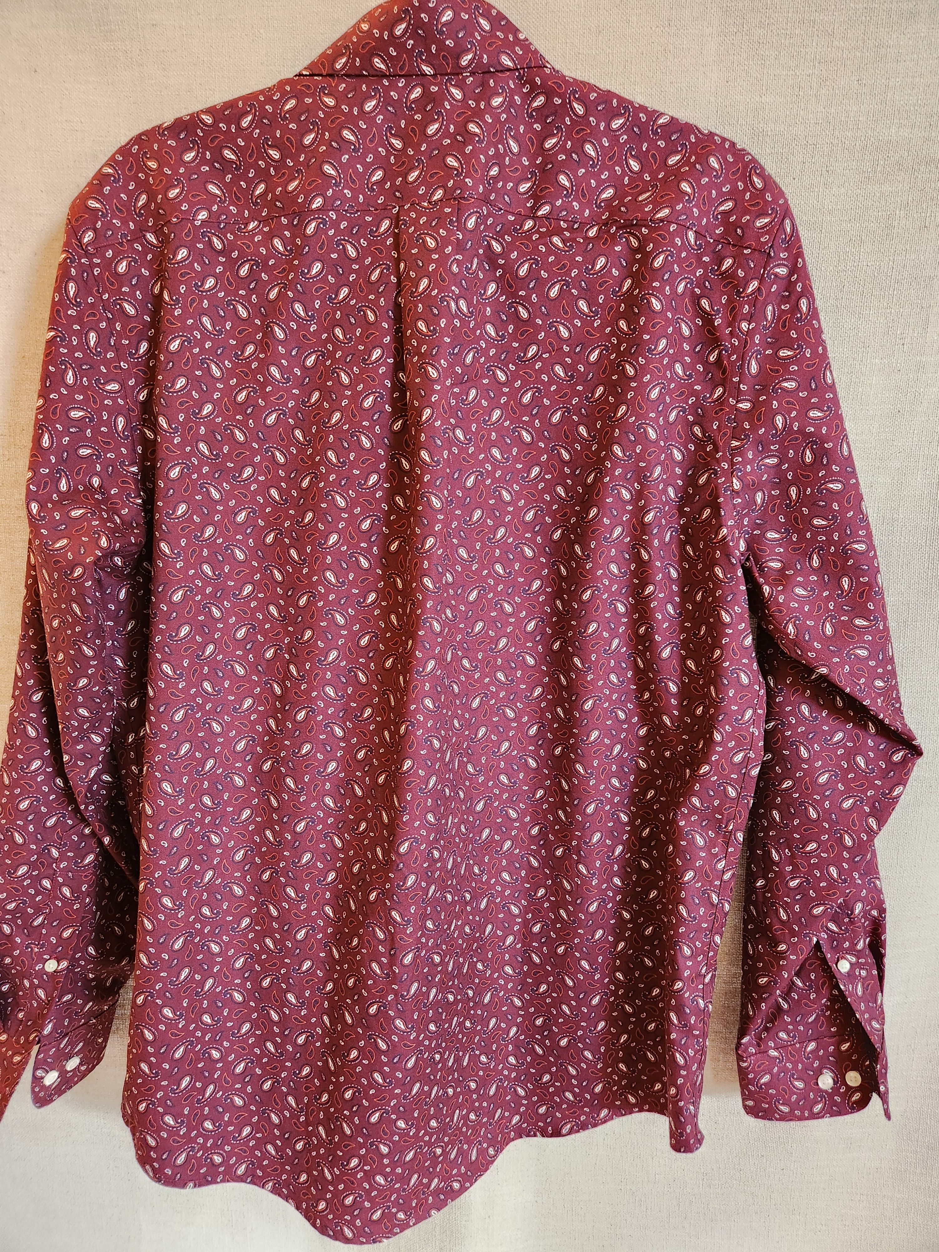Lands' End Vintage 90's Men's Red Paisley Button Front Shirt Size US M / EU 48-50 / 2 - 2 Thumbnail