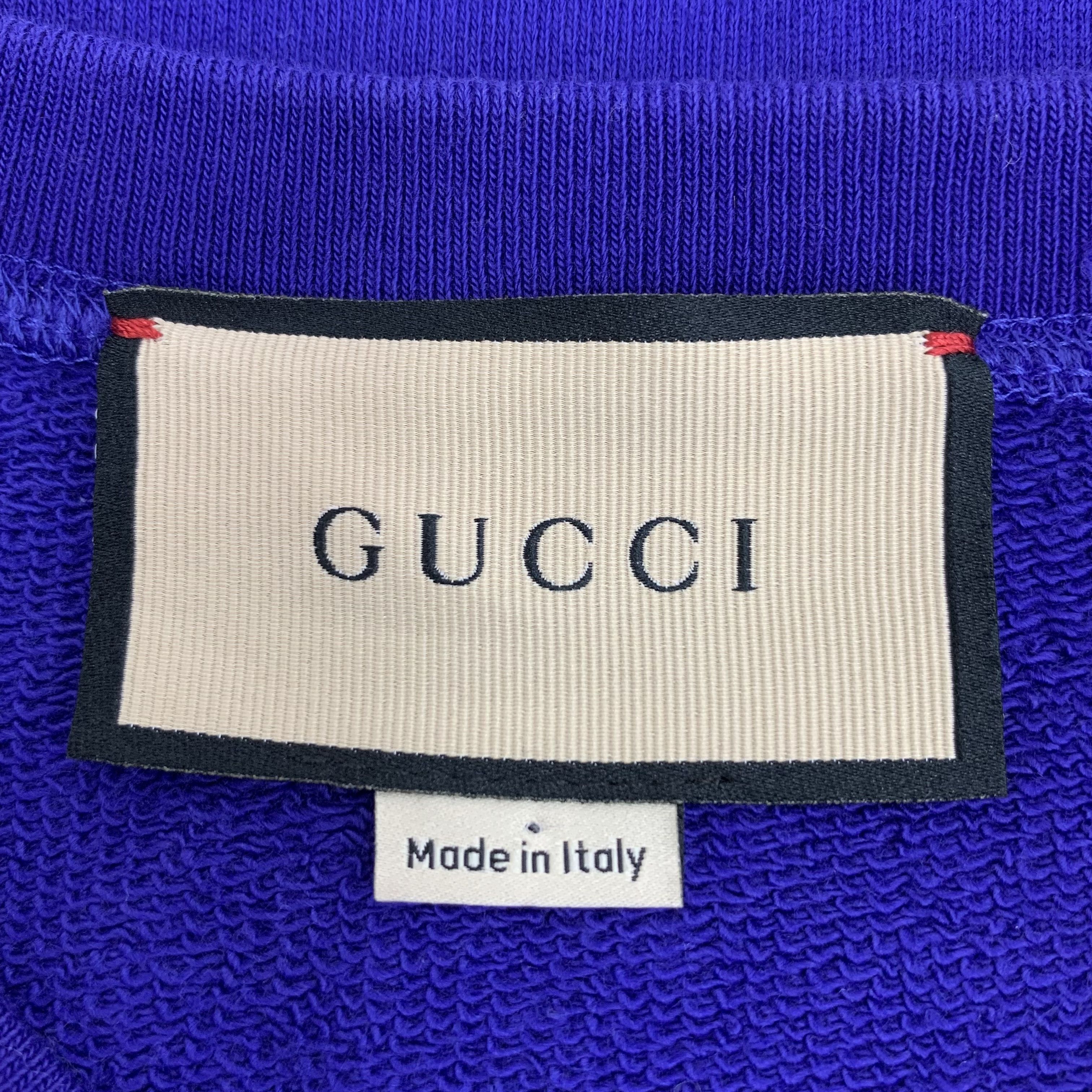 Gucci Gucci Logo Print Cotton Sweatshirt (Navy, Size XS) Size US XS / EU 42 / 0 - 2 Thumbnail