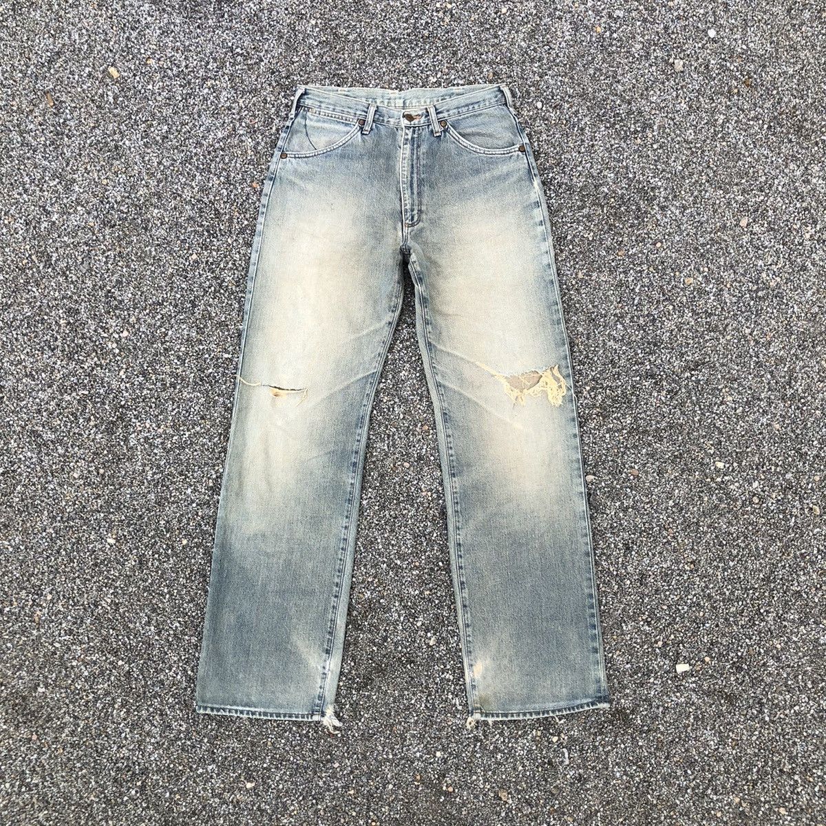 Vintage Vintage Wrangler Blue Bell distressed Selvedge denim Size US 33 - 2 Thumbnail