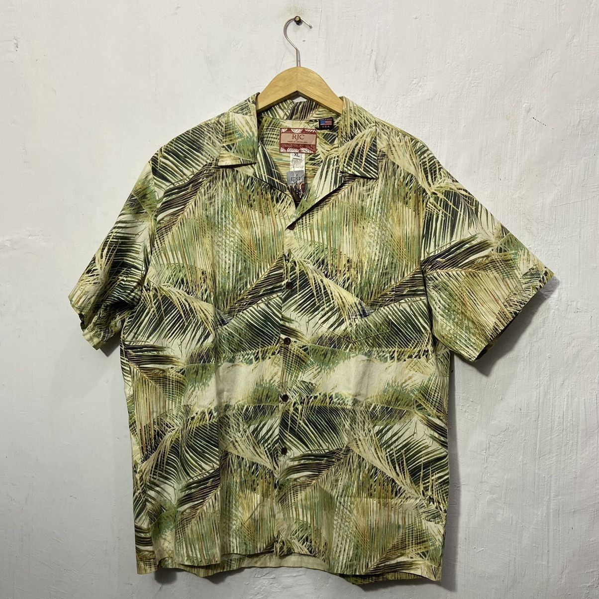 Realtree Rjc Hawaii Open Collar Short Shirt Pattern Palm Tree Green ⁣ Size US XL / EU 56 / 4 - 1 Thumbnail