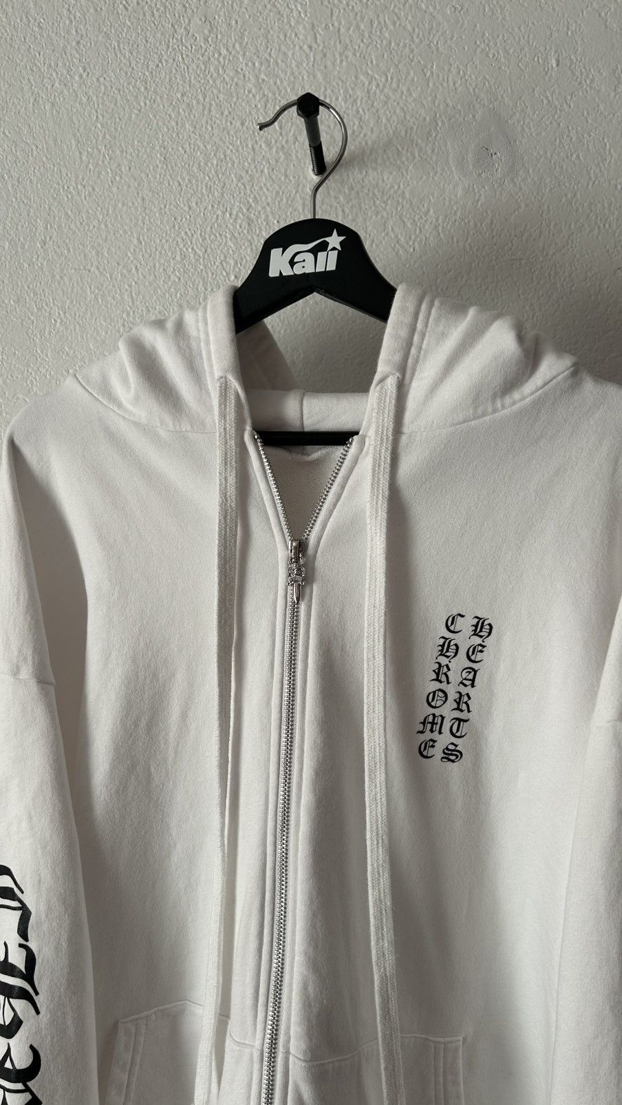Chrome Hearts Chrome Hearts White Vertical Logo Zip Up Hoodie Size US XXL / EU 58 / 5 - 4 Thumbnail