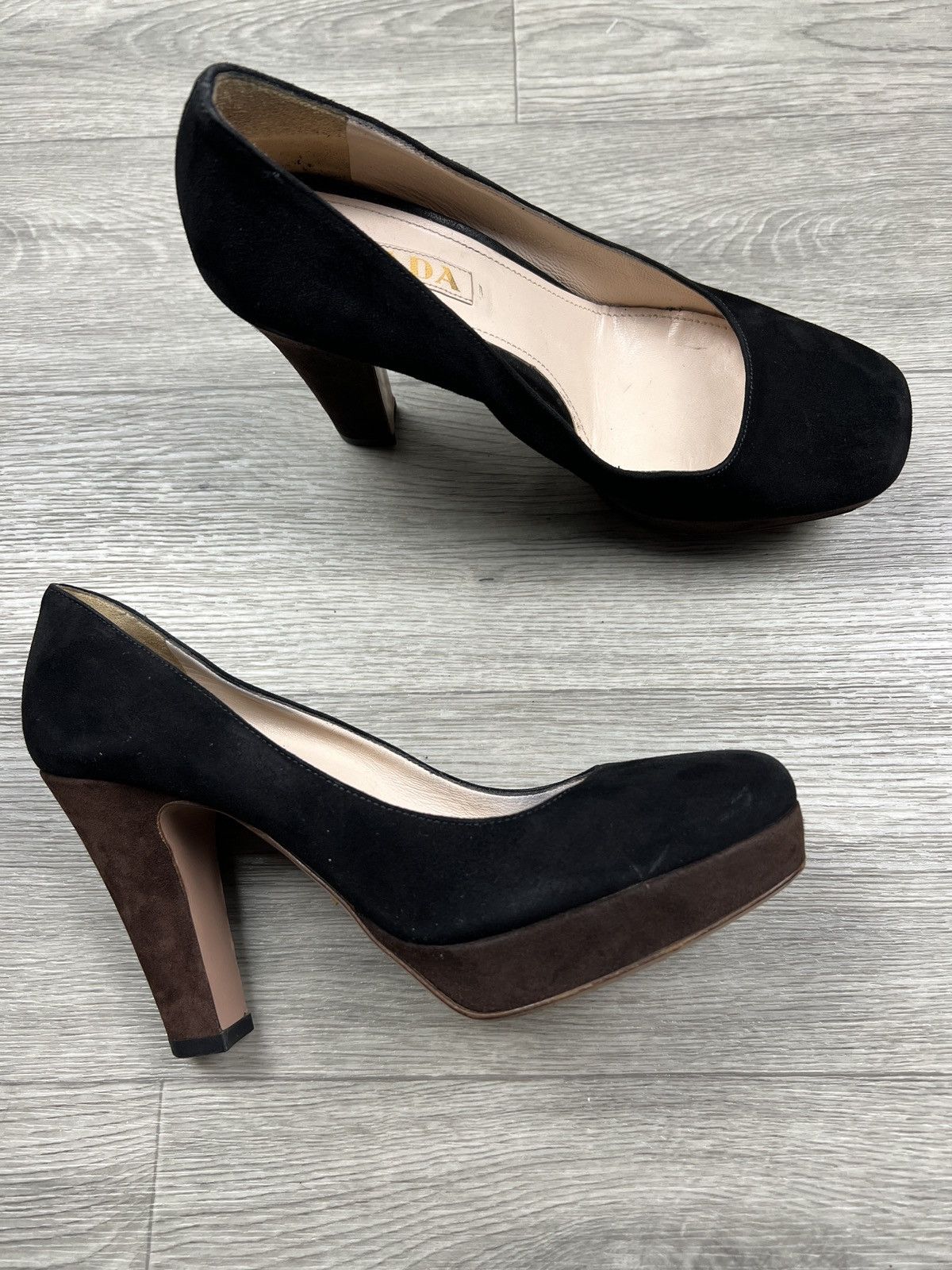 Prada Vintage Prada Suede Platform Heels – Two-Tone Brown & Black Size US 7.5 / IT 37.5 - 7 Thumbnail