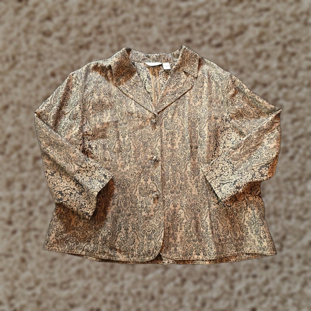 J. Jill VINTAGE J. Jill Blazer Jacket Womens 26W Beige Floral Button Career Capsule Twill Plus Modern Classics Womens Size 4XL / US 24-26 - 1 Thumbnail