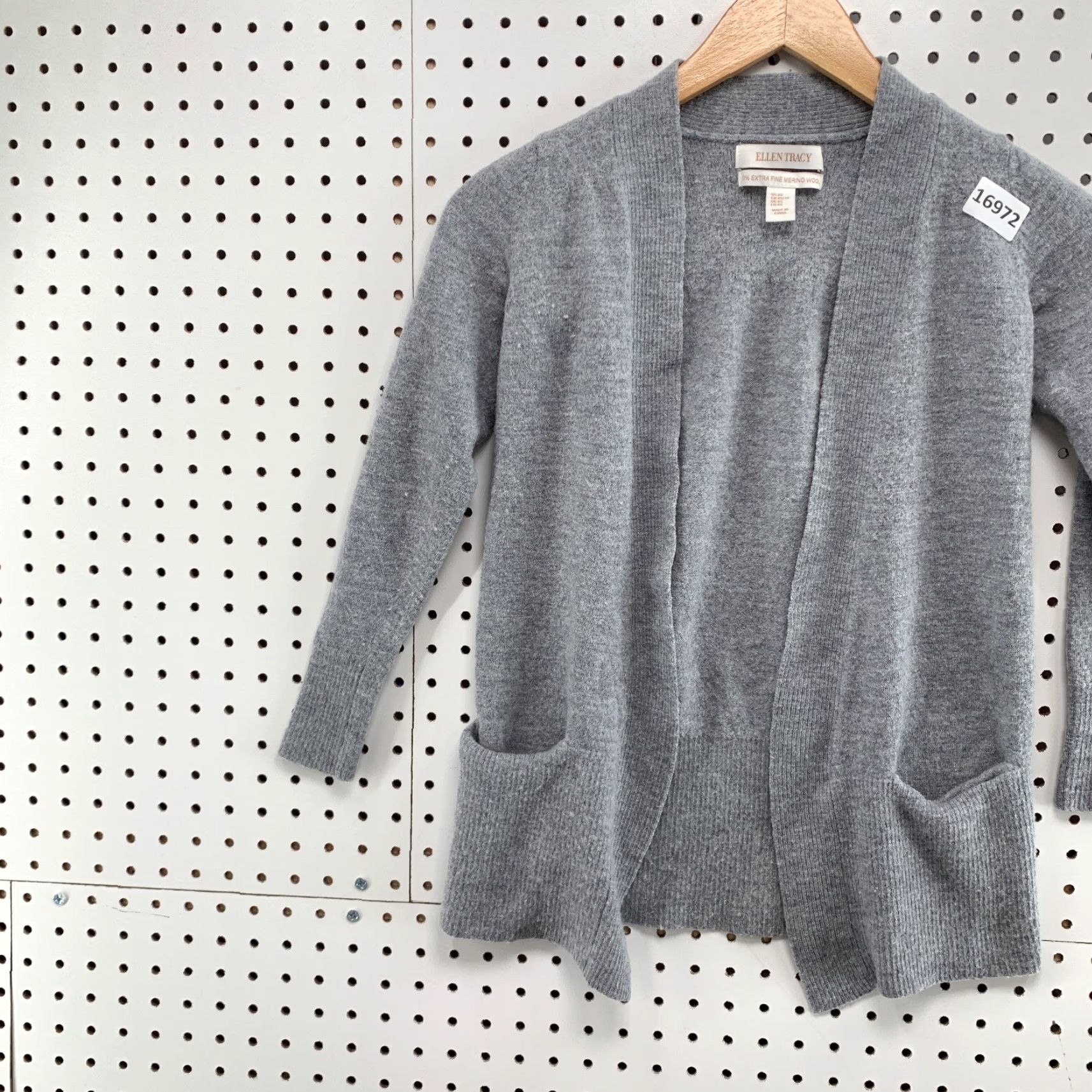 Ellen Tracy Ellen Tracy Cardigan Adult XS Gray 100% Merino Wool Womens Size XS / US 0-2 / IT 36-38 - 3 Thumbnail