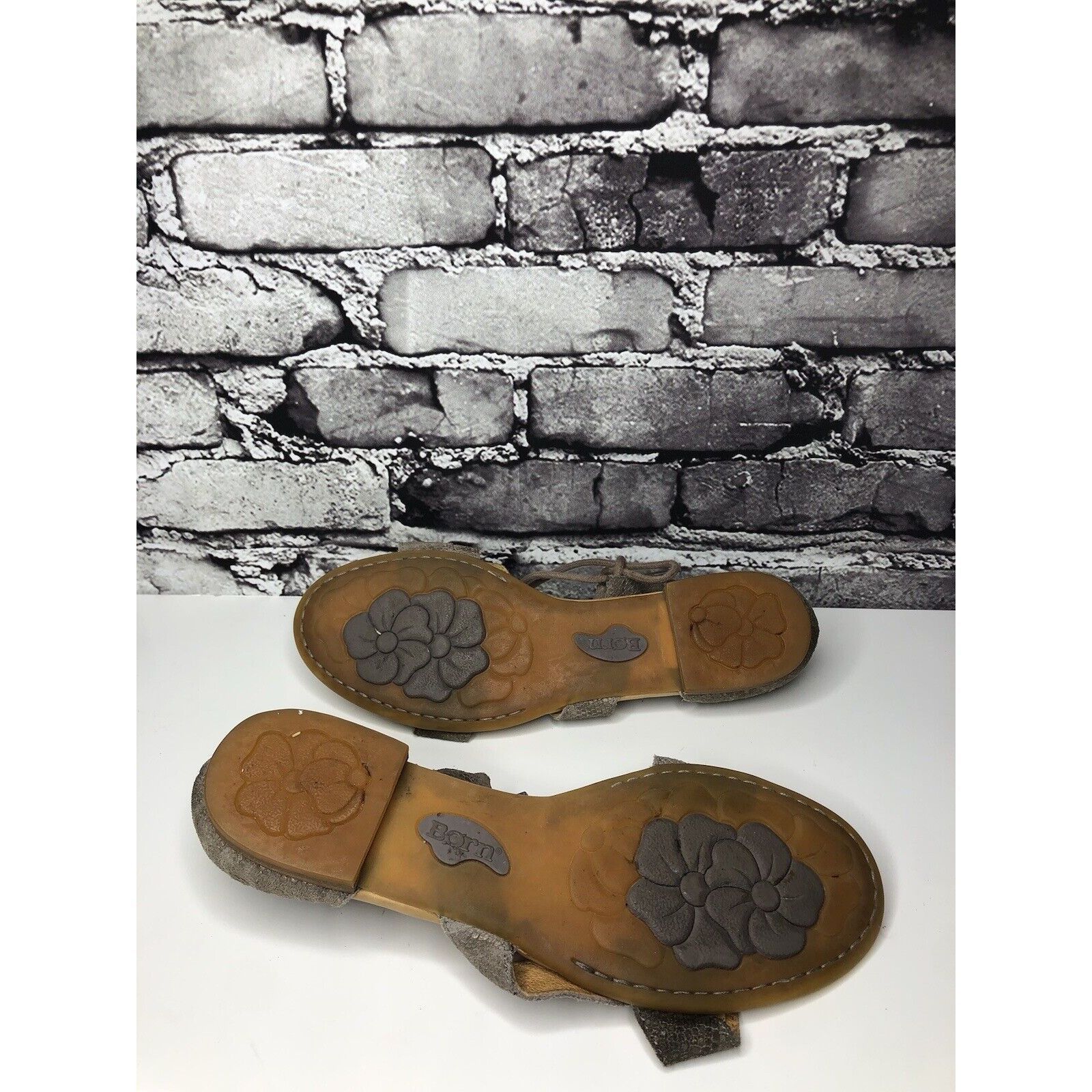 Born Born Gray Leather Ankle Snake Print Leather Lace Flats Sanda Size US 8.5 / IT 38.5 - 8 Thumbnail