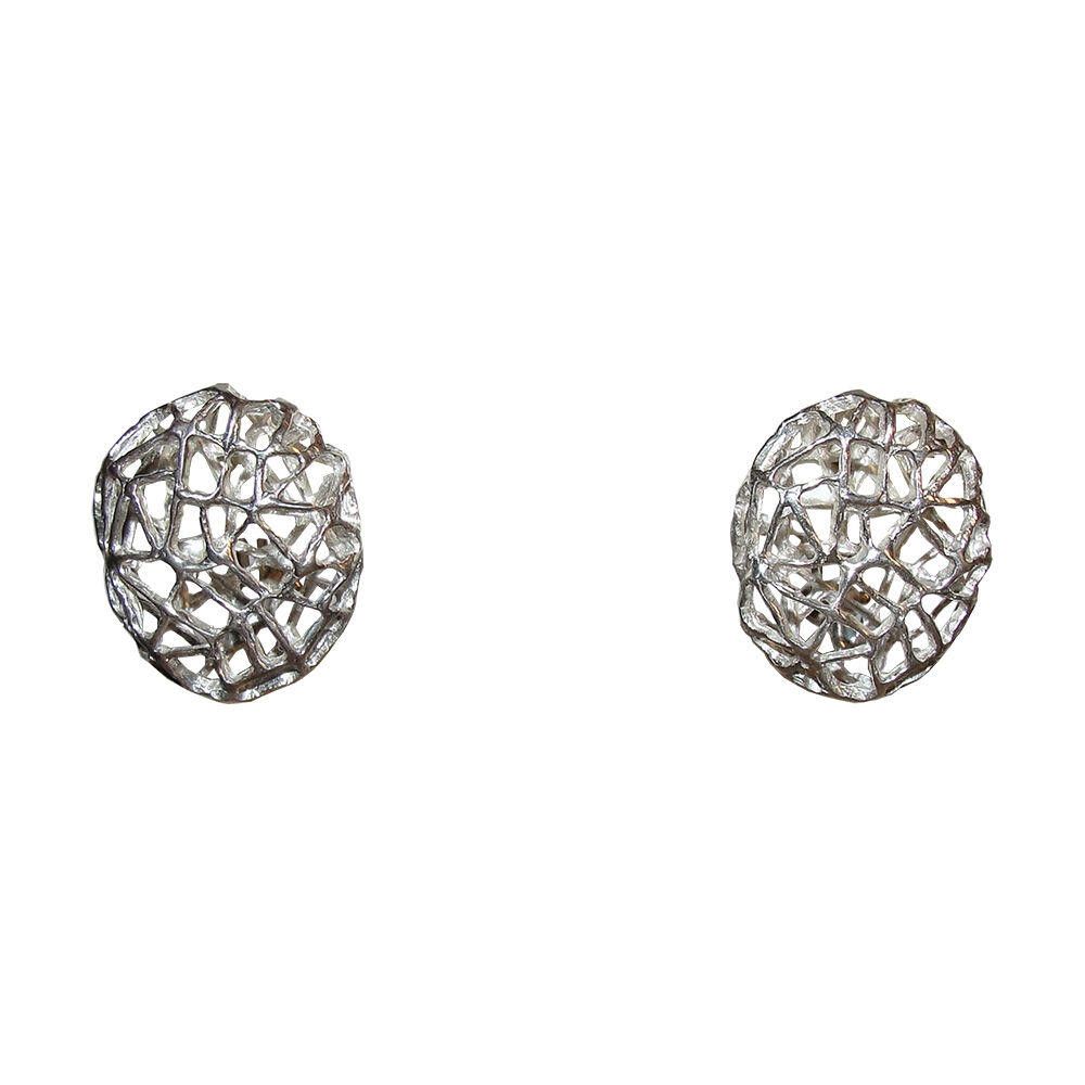 Designer Sterling Abstract Webbed Cut Out Earrings Size ONE SIZE - 1 Thumbnail