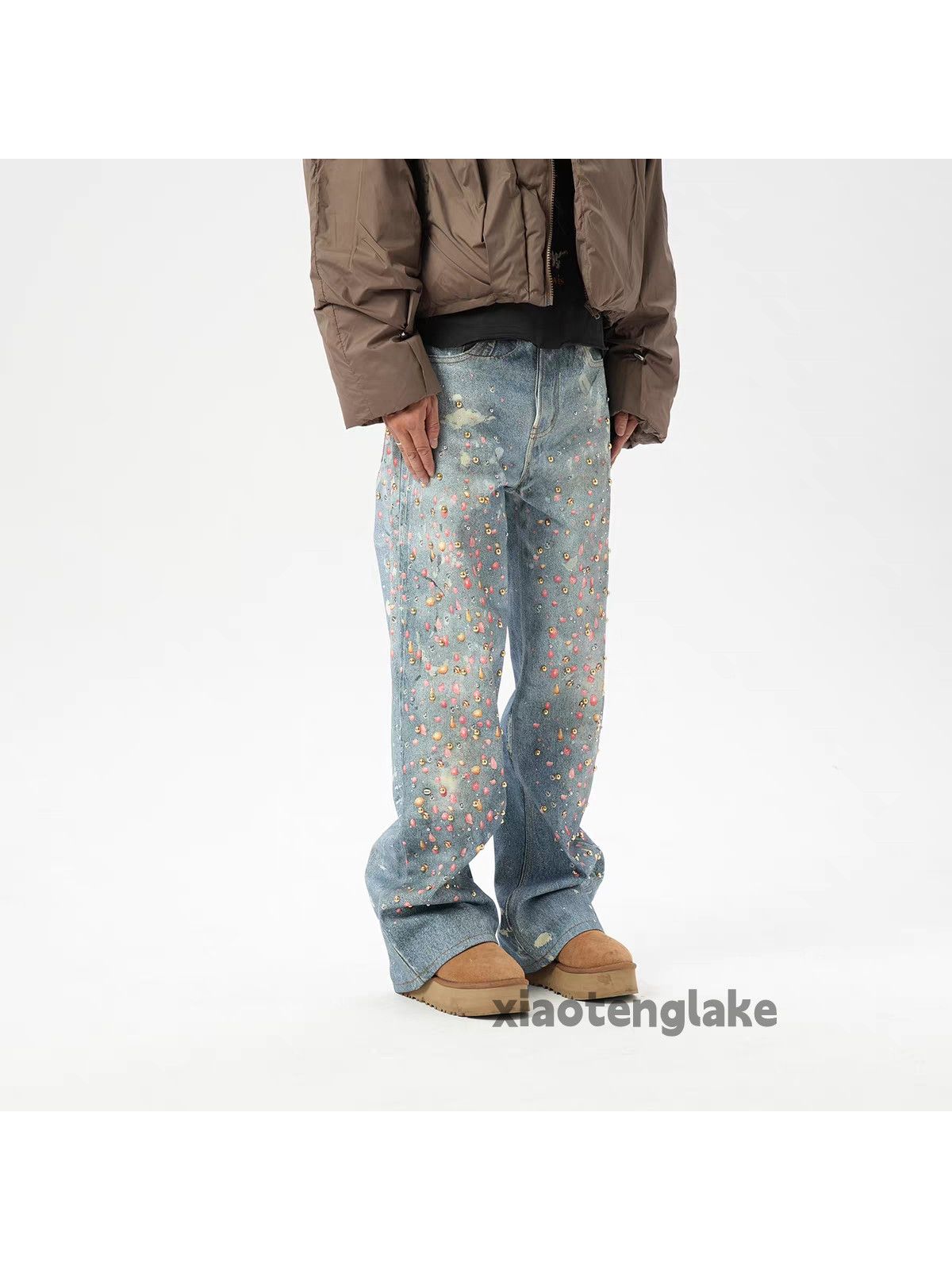 Jean ltx vintage washed faded loose baggy digital print jeans Size US 30 / EU 46 - 2 Thumbnail
