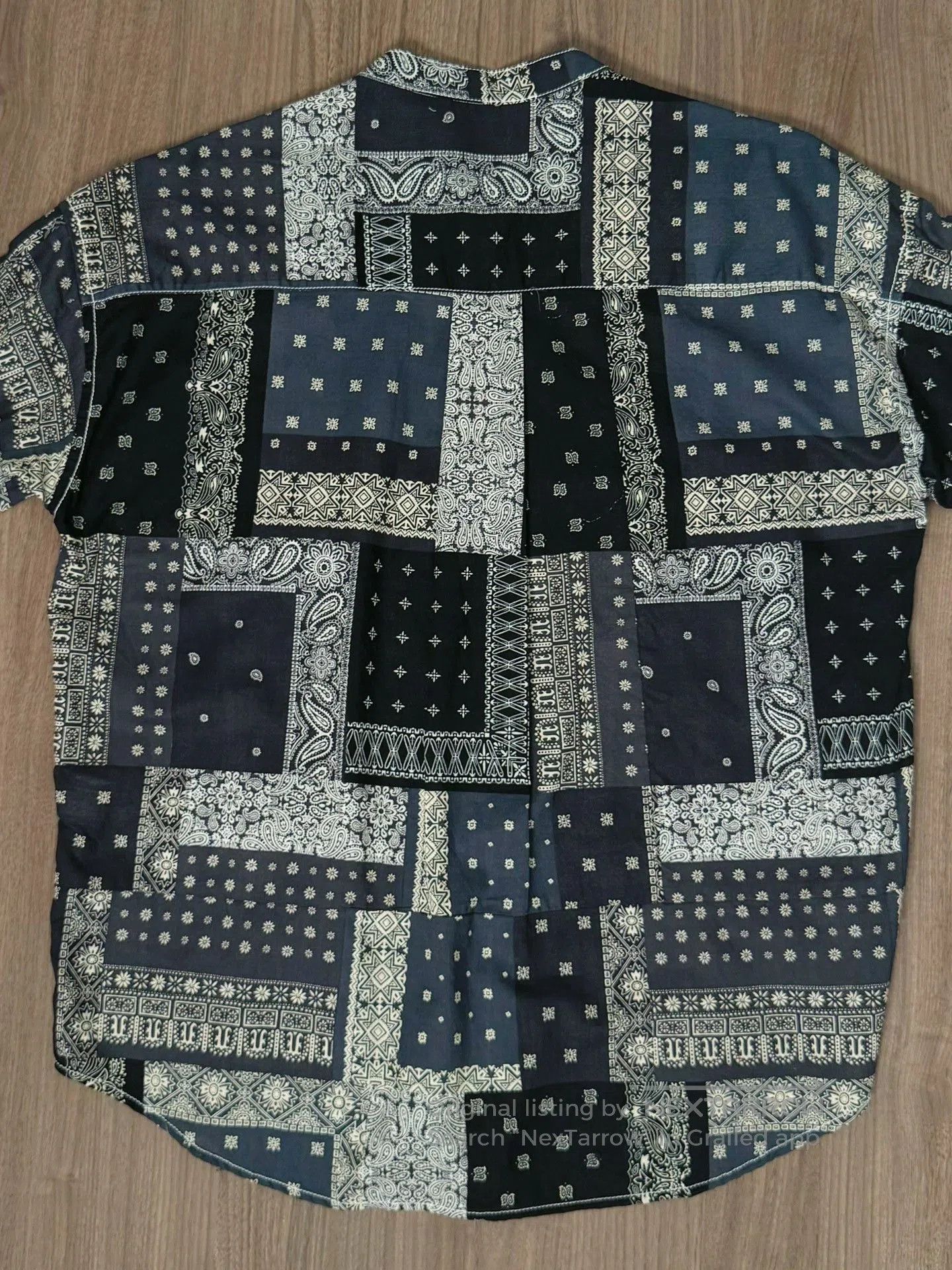 BARNS OUTFITTERS BARNS Indigo Paisley Stand Collar Cotton Shirt. Size US M / EU 48-50 / 2 - 5 Thumbnail