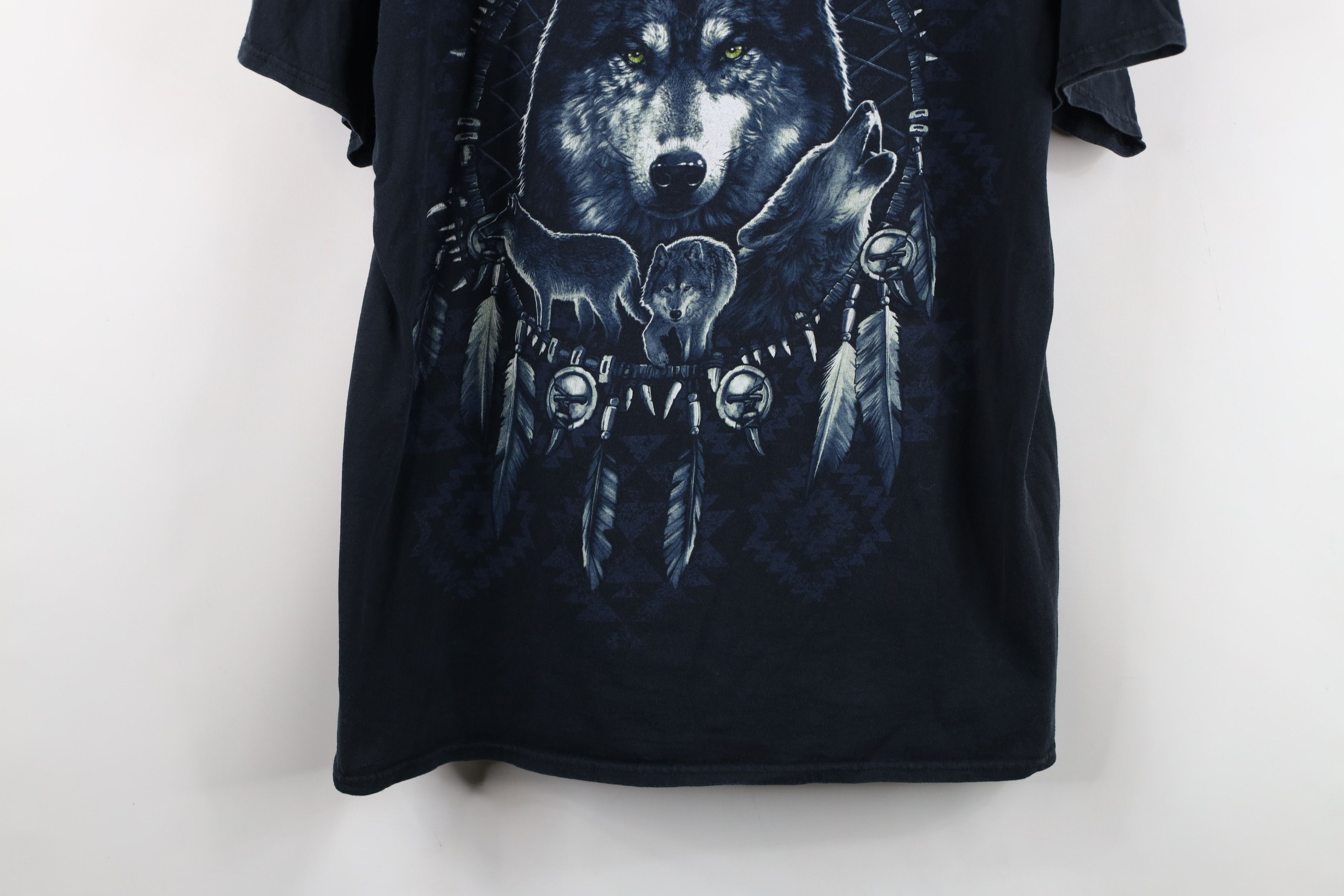 Vintage Vintage 90s Y2K Streetwear Wolf Southwestern T-Shirt Black Size US XL / EU 56 / 4 - 3 Thumbnail