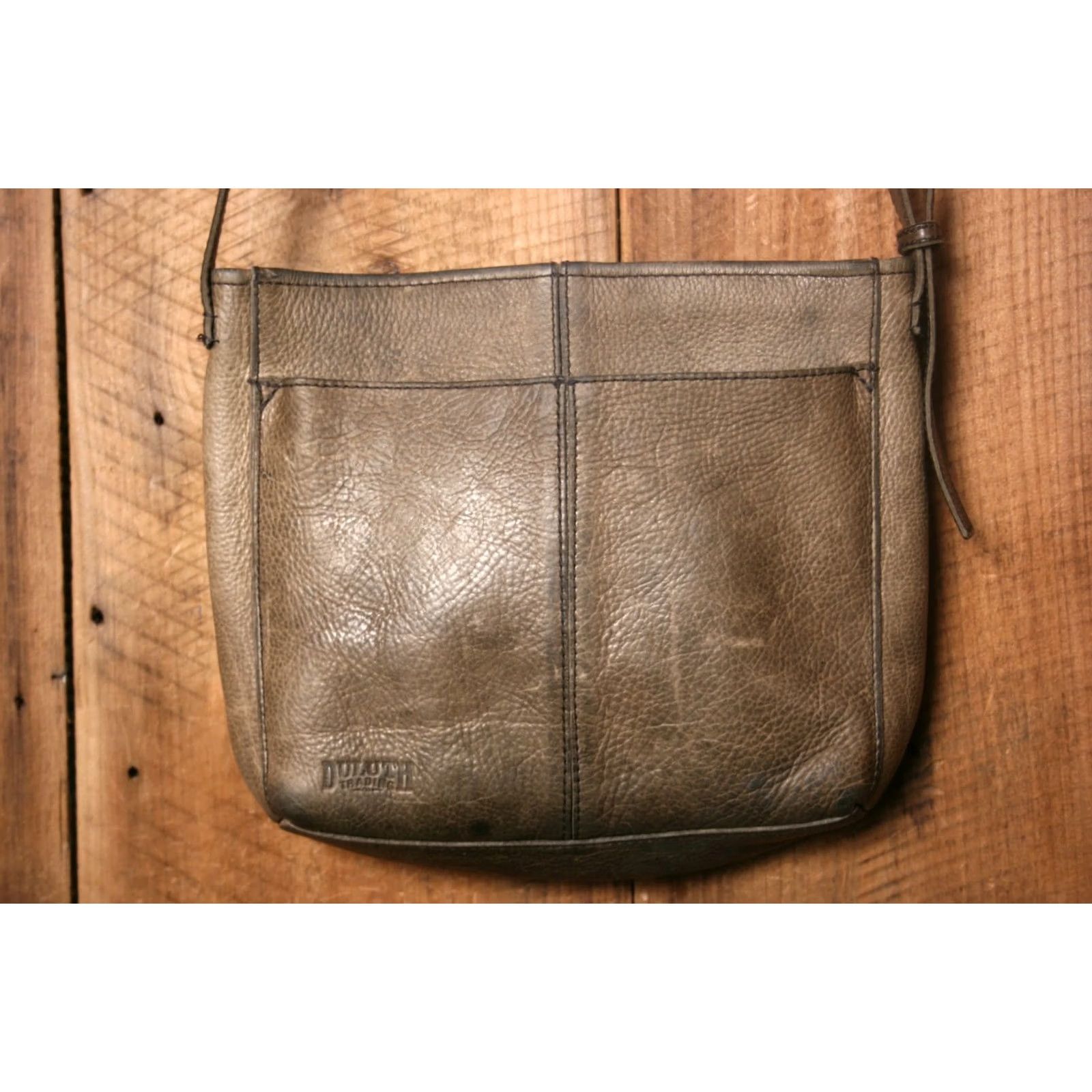 Vintage Duluth Trading Co. Leather Saddle Crossbody Bag Purse Stone Brown Lifetime Crossbody Handbag Women Leather Exterior Zip Closure Size ONE SIZE - 2 Thumbnail