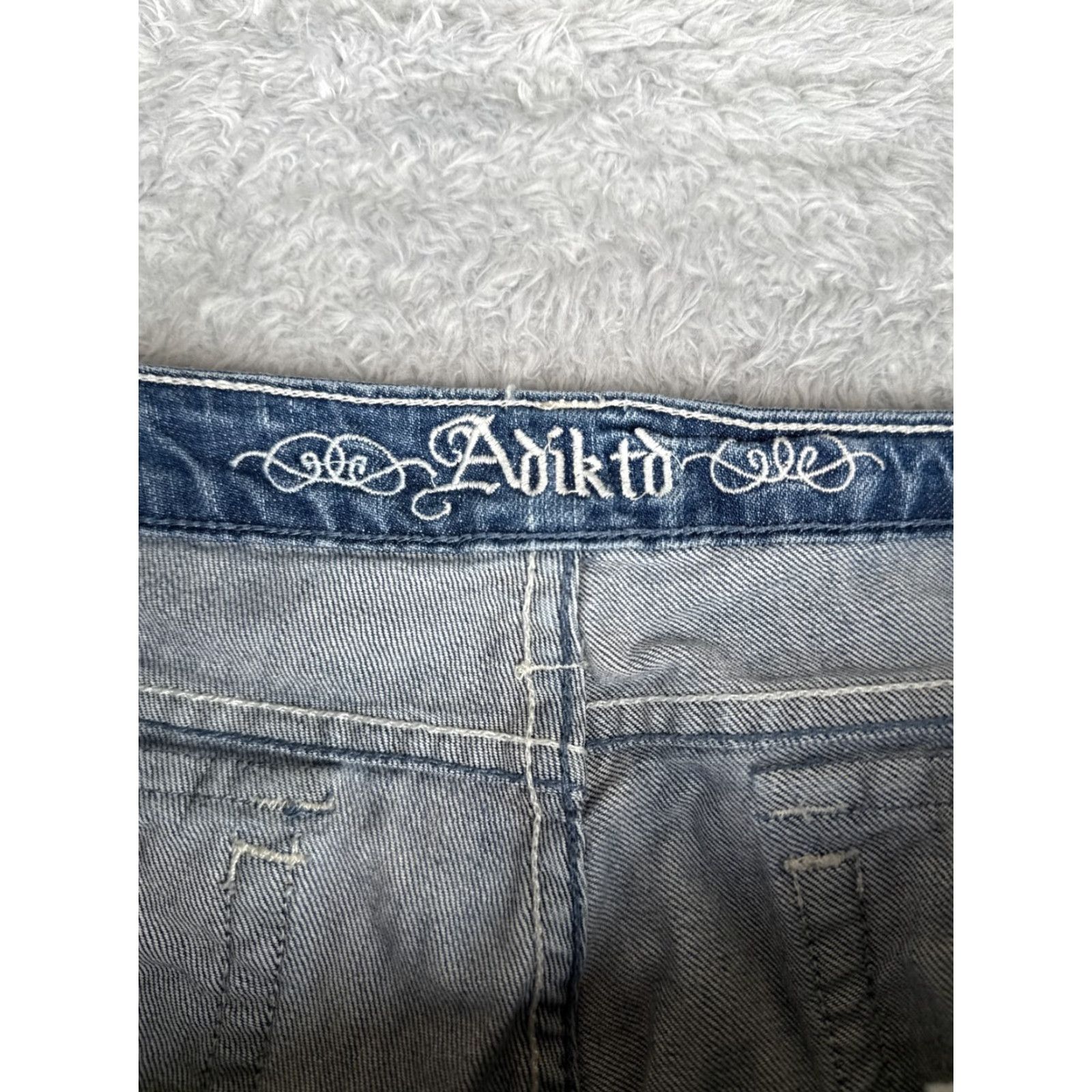 Denime Adiktd Jeans Women 12 Blue Denim Bootcut Distressed Embellished 33x31 Jeans Size 34" / US 12 / IT 48 - 6 Thumbnail