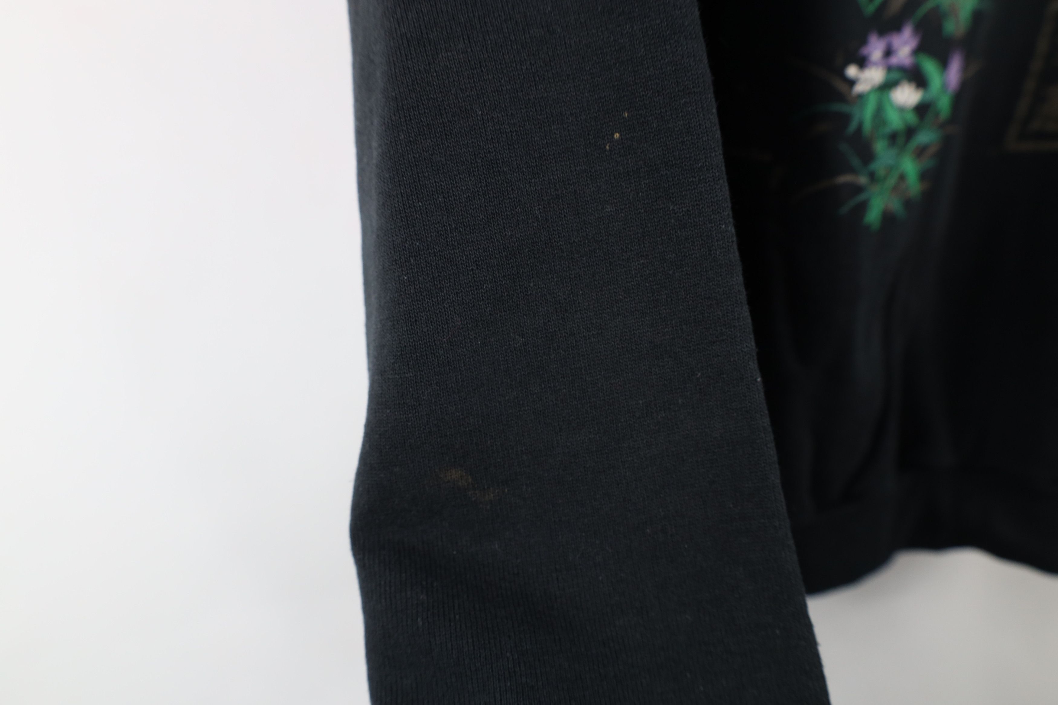 Vintage Vintage 90s Streetwear Floral Flower Sweatshirt Black USA Size M / US 6-8 / IT 42-44 - 9 Thumbnail
