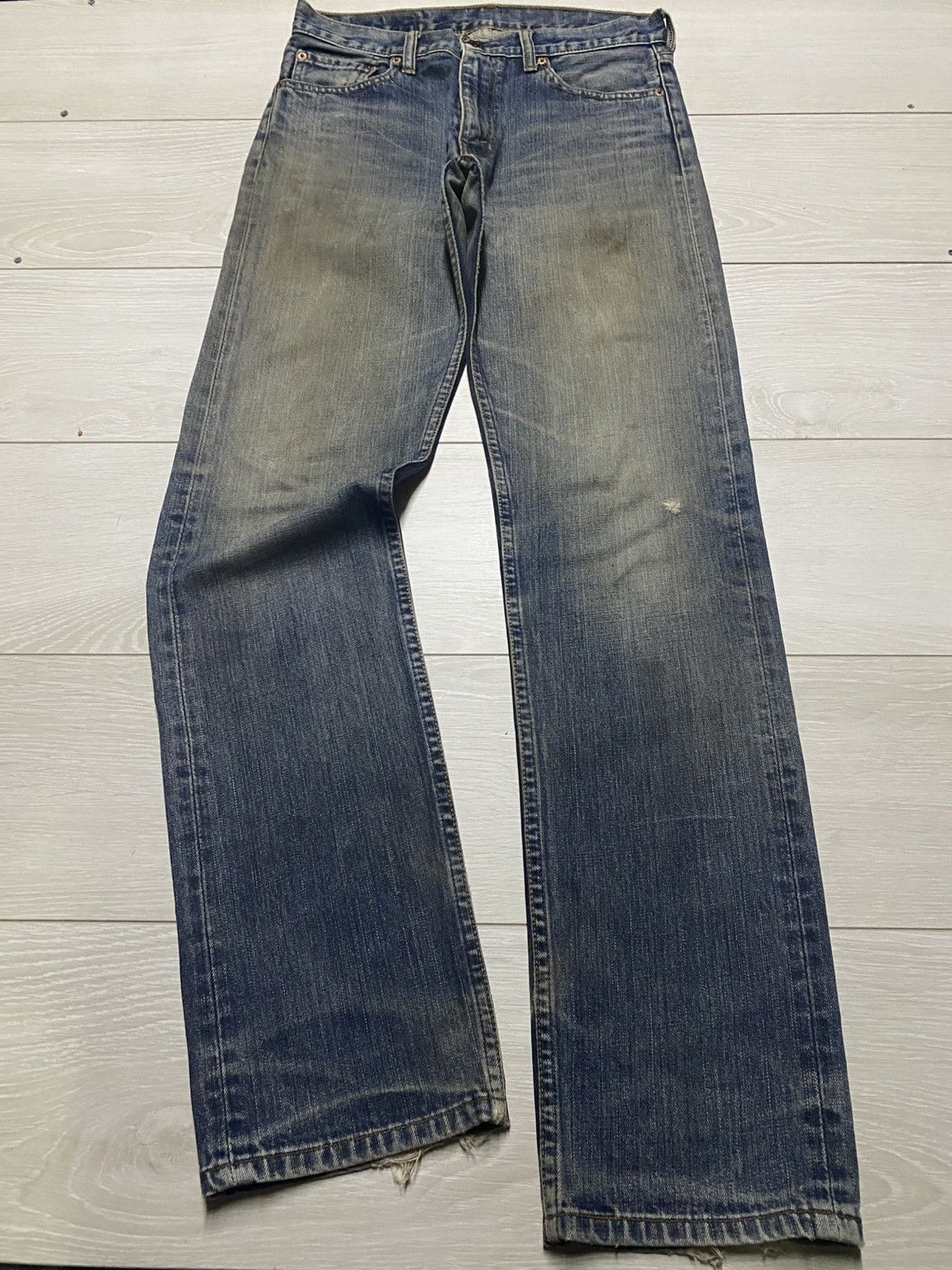 Levi's Vintage Levis 505 Mud Wash Distressed Skinny Jeans Size US 30 / EU 46 - 1 Thumbnail