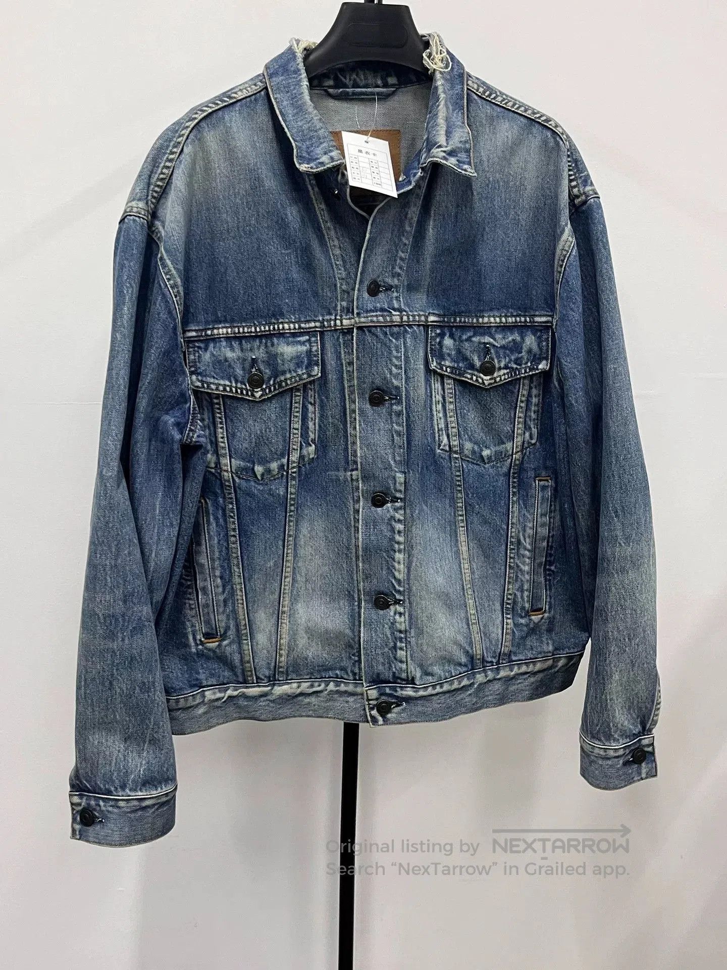 Balenciaga Balenciaga Washed Distressed Logo Denim Jacket. Size XXS / US 00 / IT 34 - 2 Thumbnail
