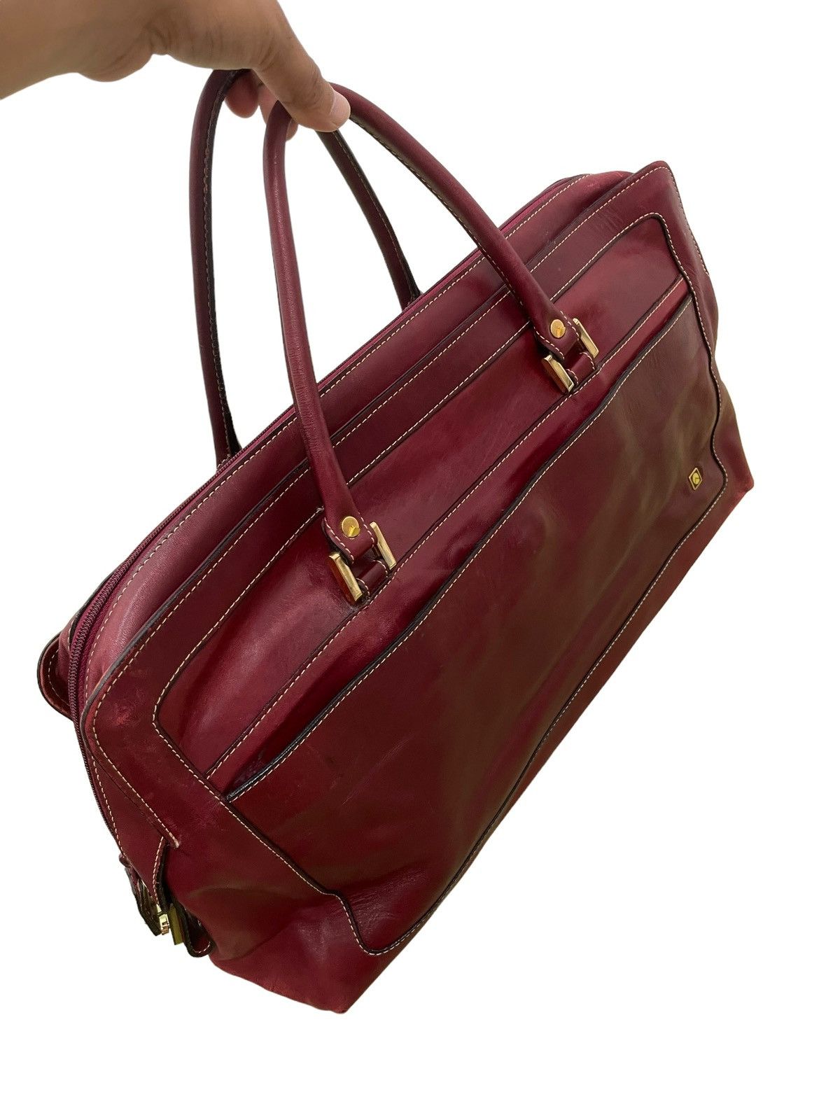 Vtg Full Leather Patina Duffel Bag Quarter Japan 1🟩