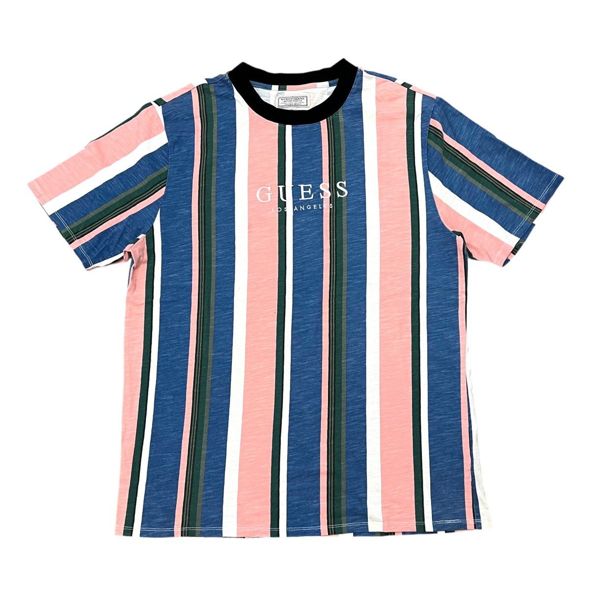 Guess × Vintage Vintage Guess Jeans Los Angeles Spellout Striped T-shirt Size US L / EU 52-54 / 3 - 1 Thumbnail