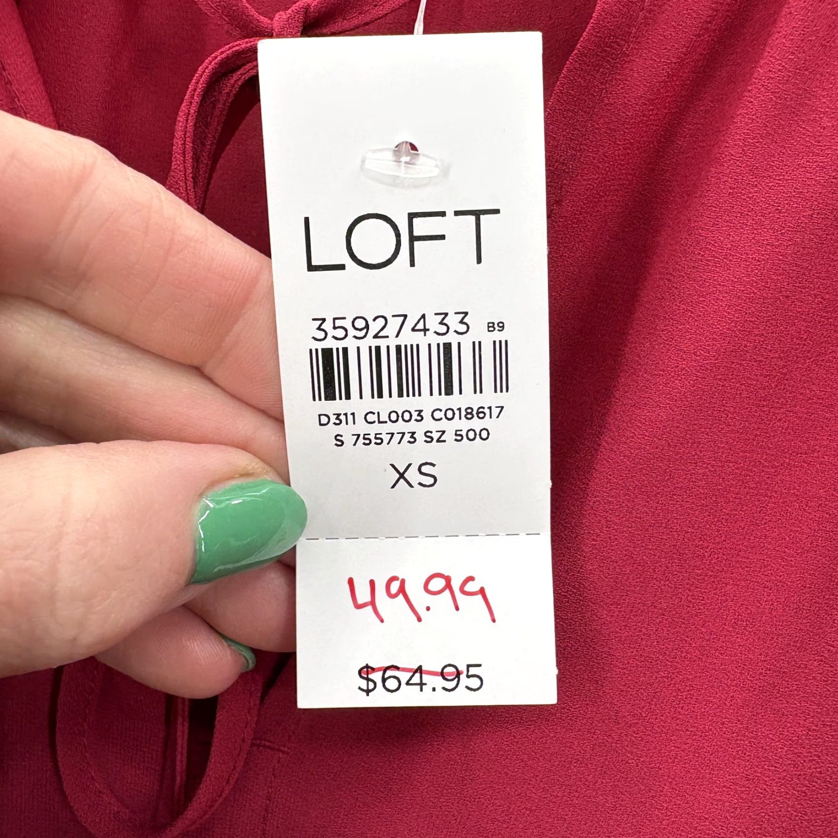 Loft LOFT Blouse Womens XS Red Smocked Shoulder Tie Neck Balloon Sleeve Top Feminine Size XS / US 0-2 / IT 36-38 - 5 Thumbnail