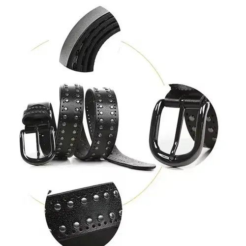 Leather Leather Belt Women Lady Punk Size ONE SIZE - 2 Thumbnail
