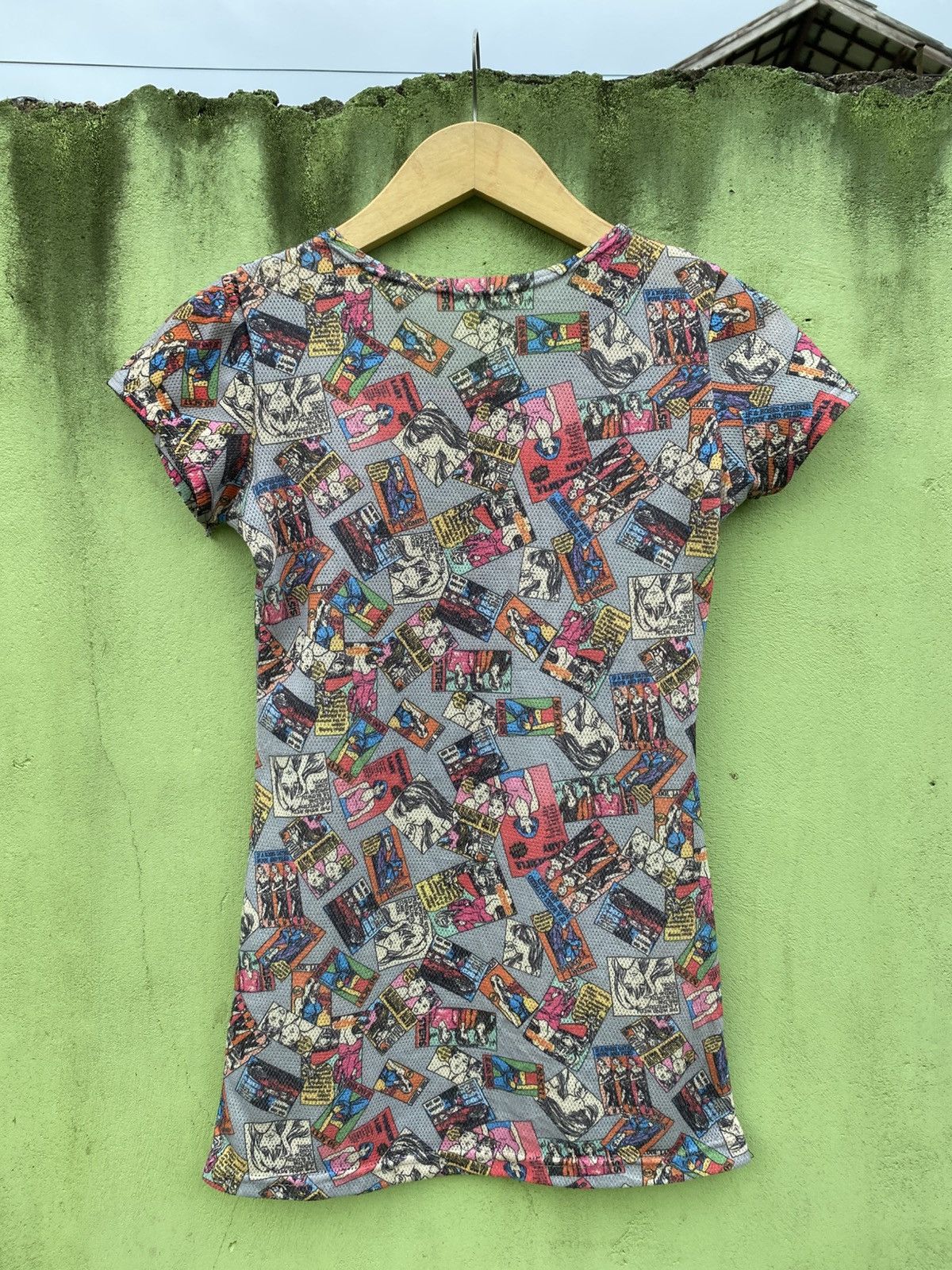Japanese Brand Vintage Comic All-Over Print Mesh Tee Y2K Pop Art Collage Size ONE SIZE - 2 Thumbnail