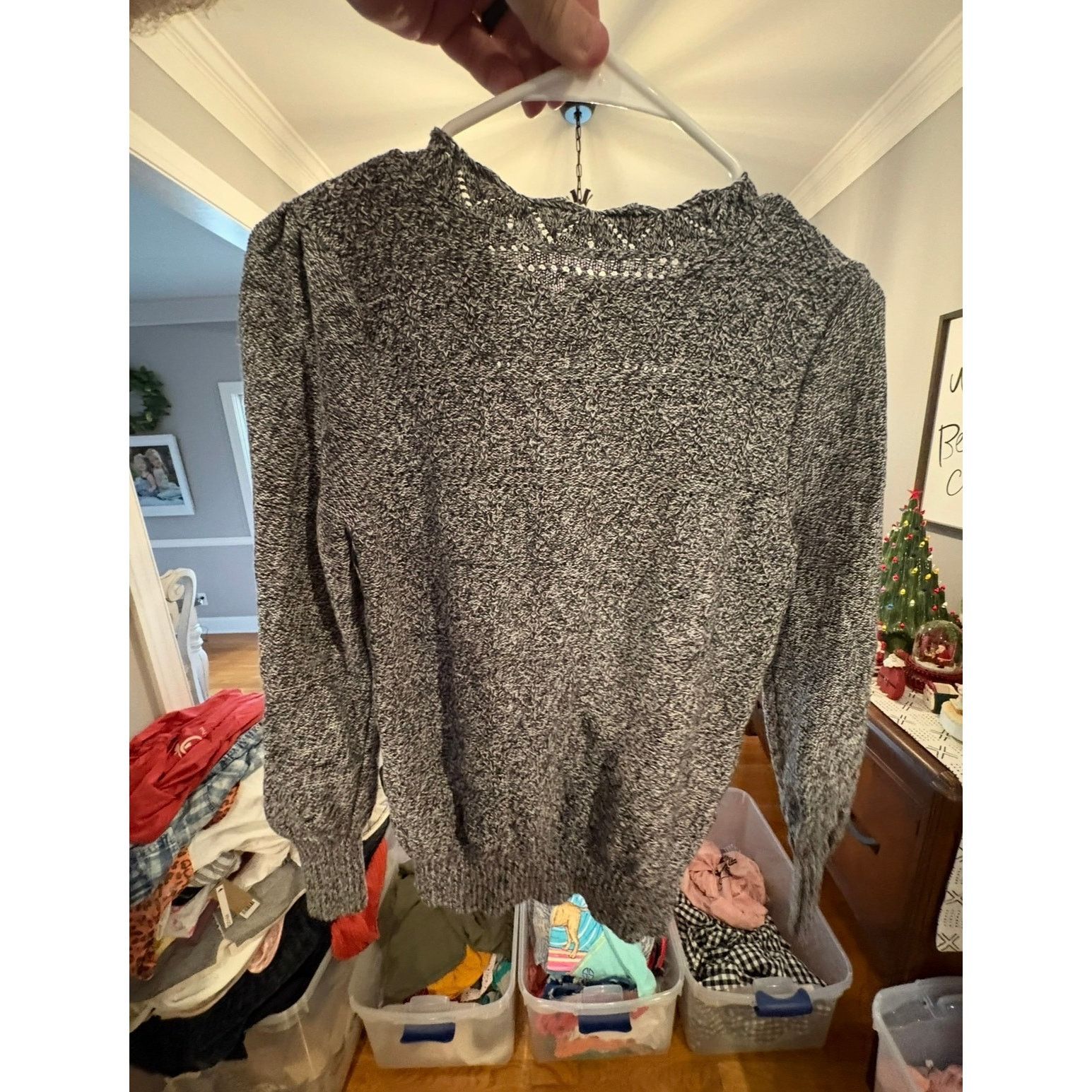 Loft LOFT Marled Knit Sweater Women’s Medium 8-10 Gray Crew Neck Size M / US 6-8 / IT 42-44 - 4 Thumbnail