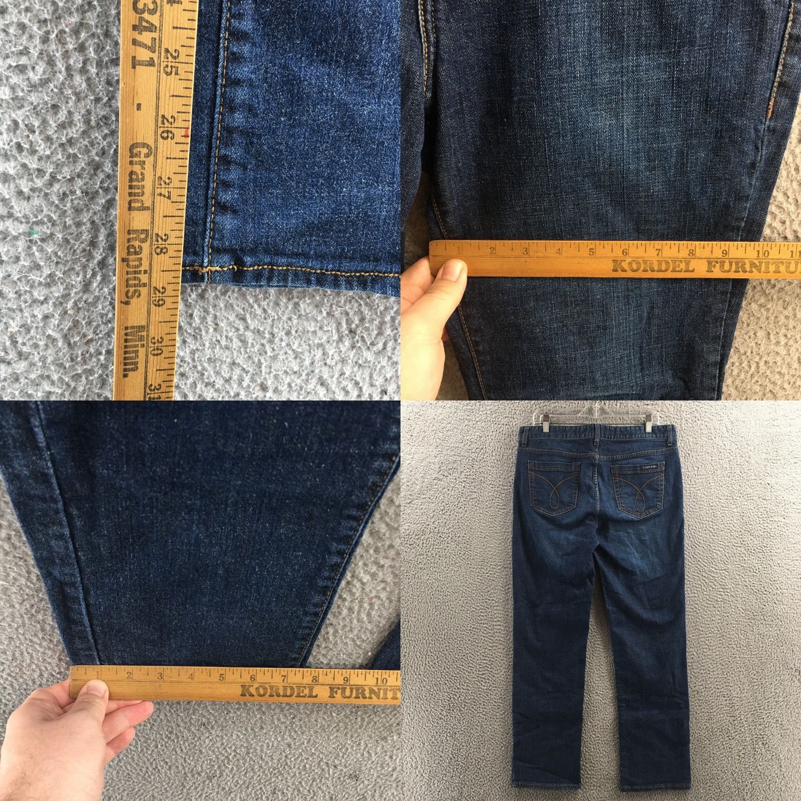 Calvin Klein Calvin Klein Straight Jeans Womens 33/16 Denim Mid Rise Zip Fly Blue Denim 5-Pocket Regular Waist 28.75 Inseam Size 24" / US 00 / IT 34 - 8 Thumbnail
