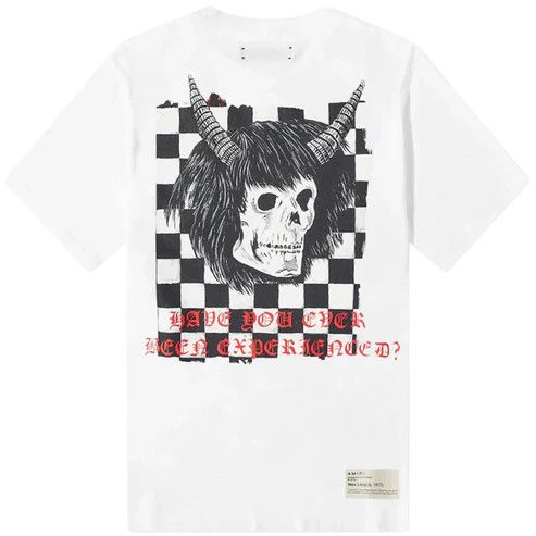 Amiri o1gr1nt0426 Wes Lang Checker Skull T-Shirt in White Size US M / EU 48-50 / 2 - 1 Thumbnail