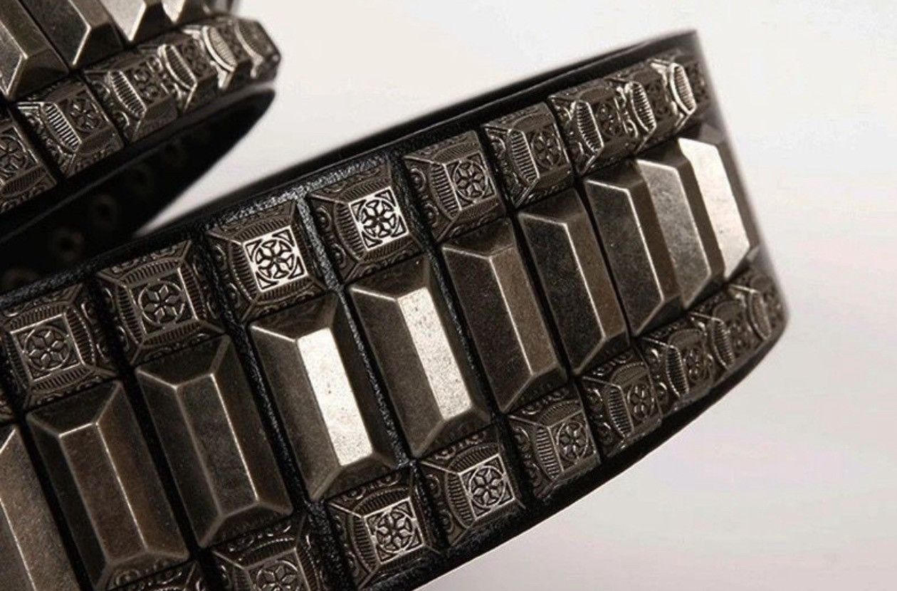 Designer 105cm Cowboy Motorcycle Jeans Heavy Metal Rivet Belts Size ONE SIZE - 6 Thumbnail