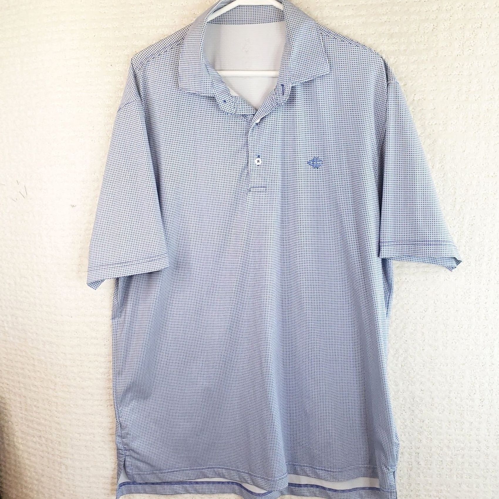 Vintage Turtleson Polo Shirt Men's L Blue Microcheck Short Sleeve Geometric Breathable Stretch Golf Preppy Logo Polo Blackout Size US L / EU 52-54 / 3 - 2 Thumbnail
